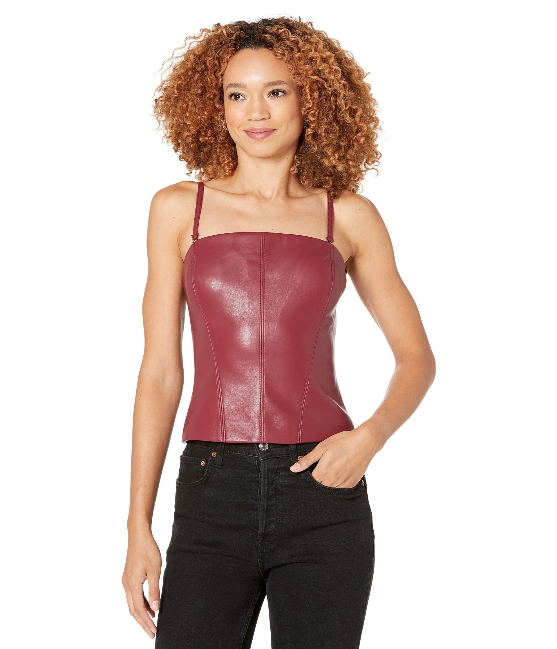 BCBGMAXAZRIA Stretch Faux Leather Top in Red | Lyst