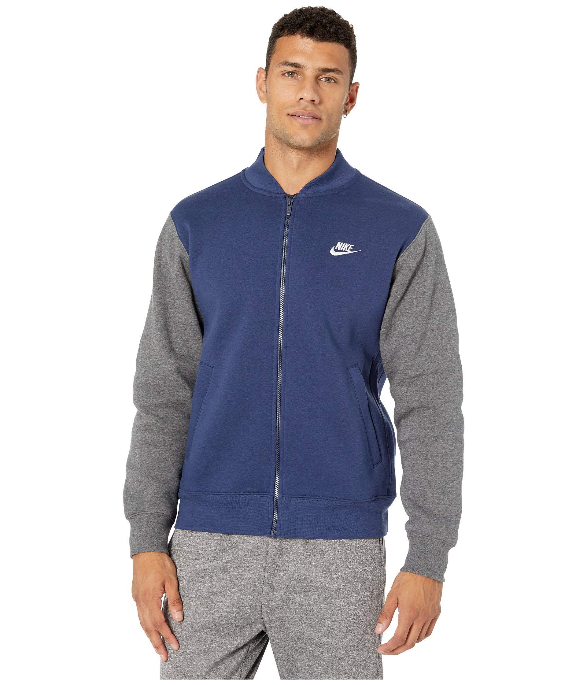 Nike Cotton Nsw Club Bomber Jacket in Navy (Blue) for Men - Lyst