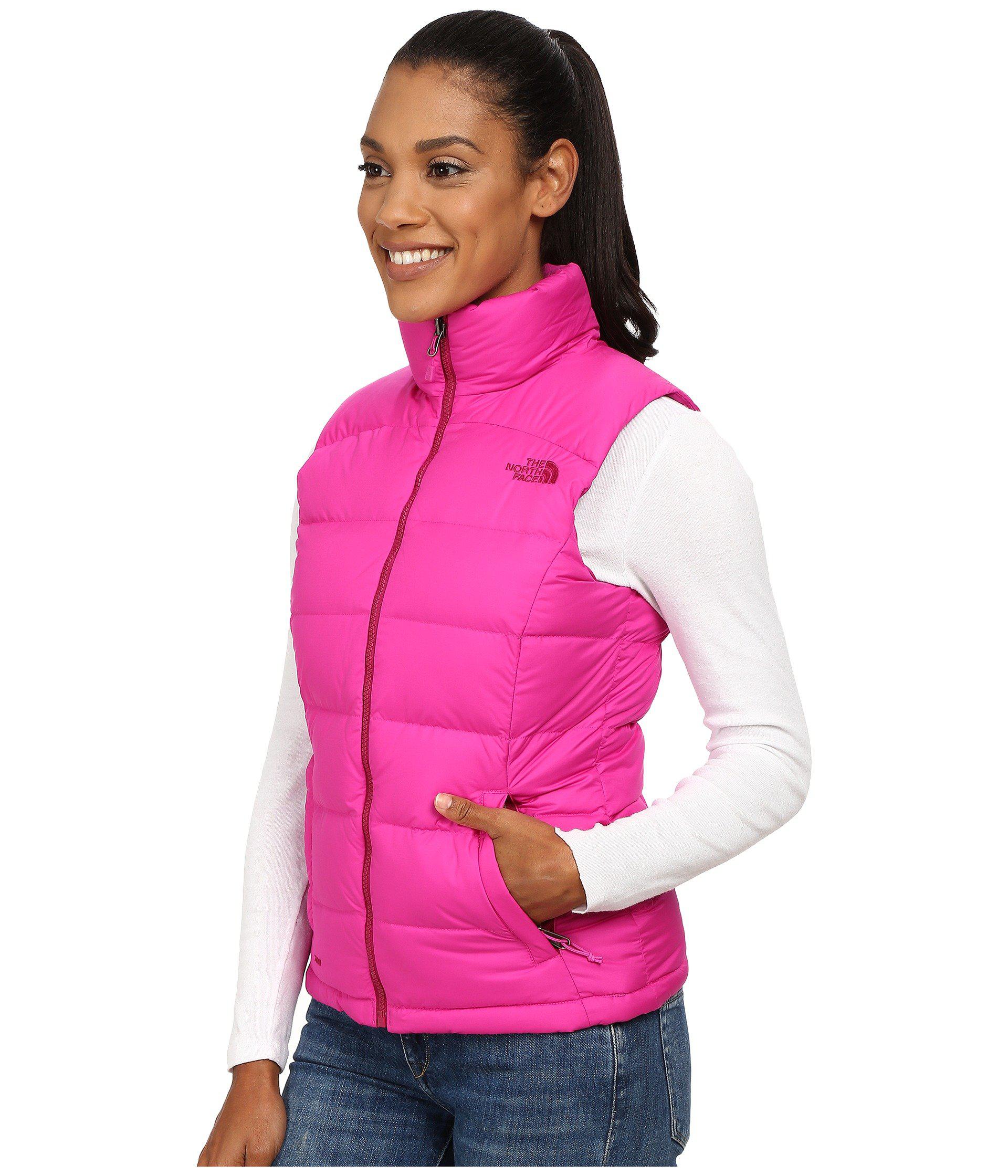 black and hot pink north face jacket