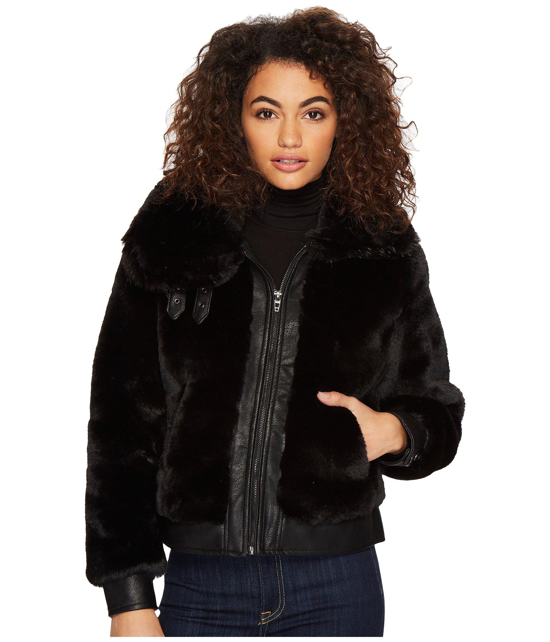 Blank NYC Fake Fur Jacket With Vegan Leather Detail In Black Noise ...