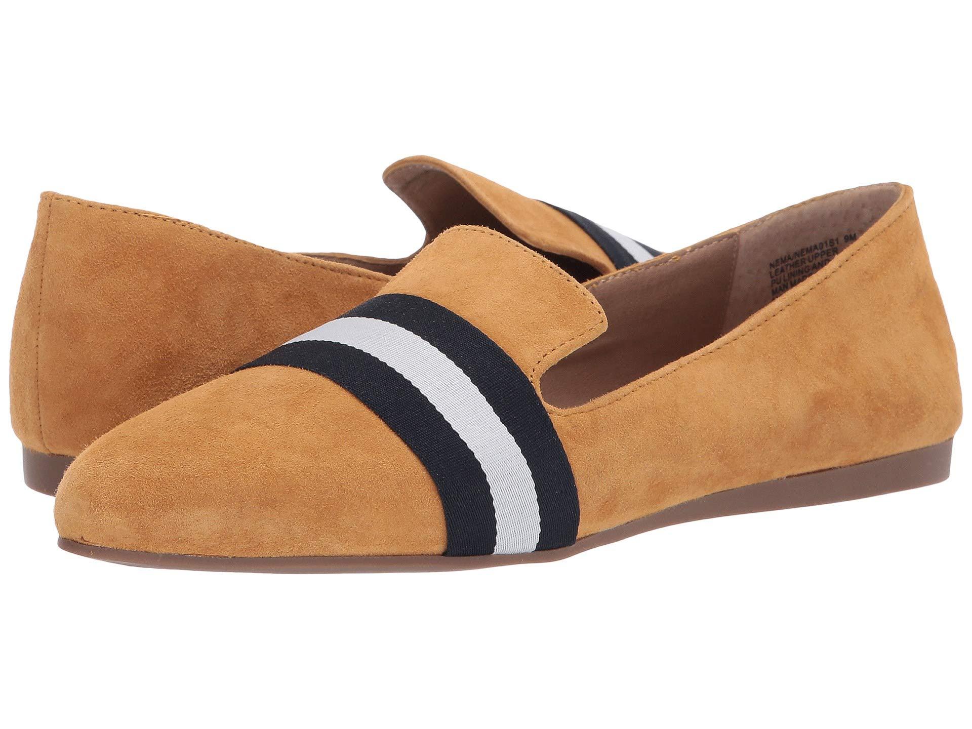 nema mustard suede leather striped loafers