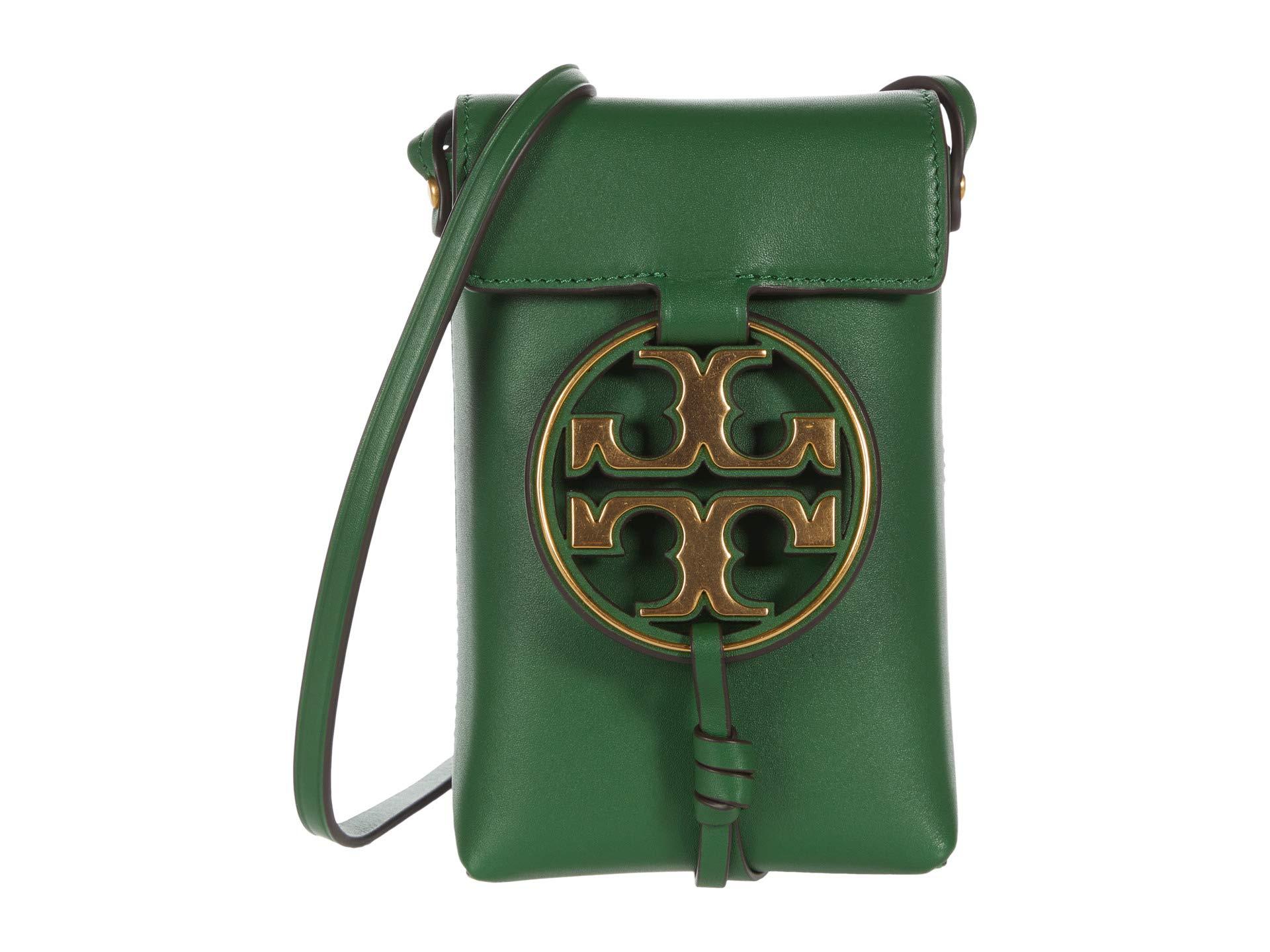 Tory Burch Leather Miller Metal Phone Crossbody in Green - Lyst