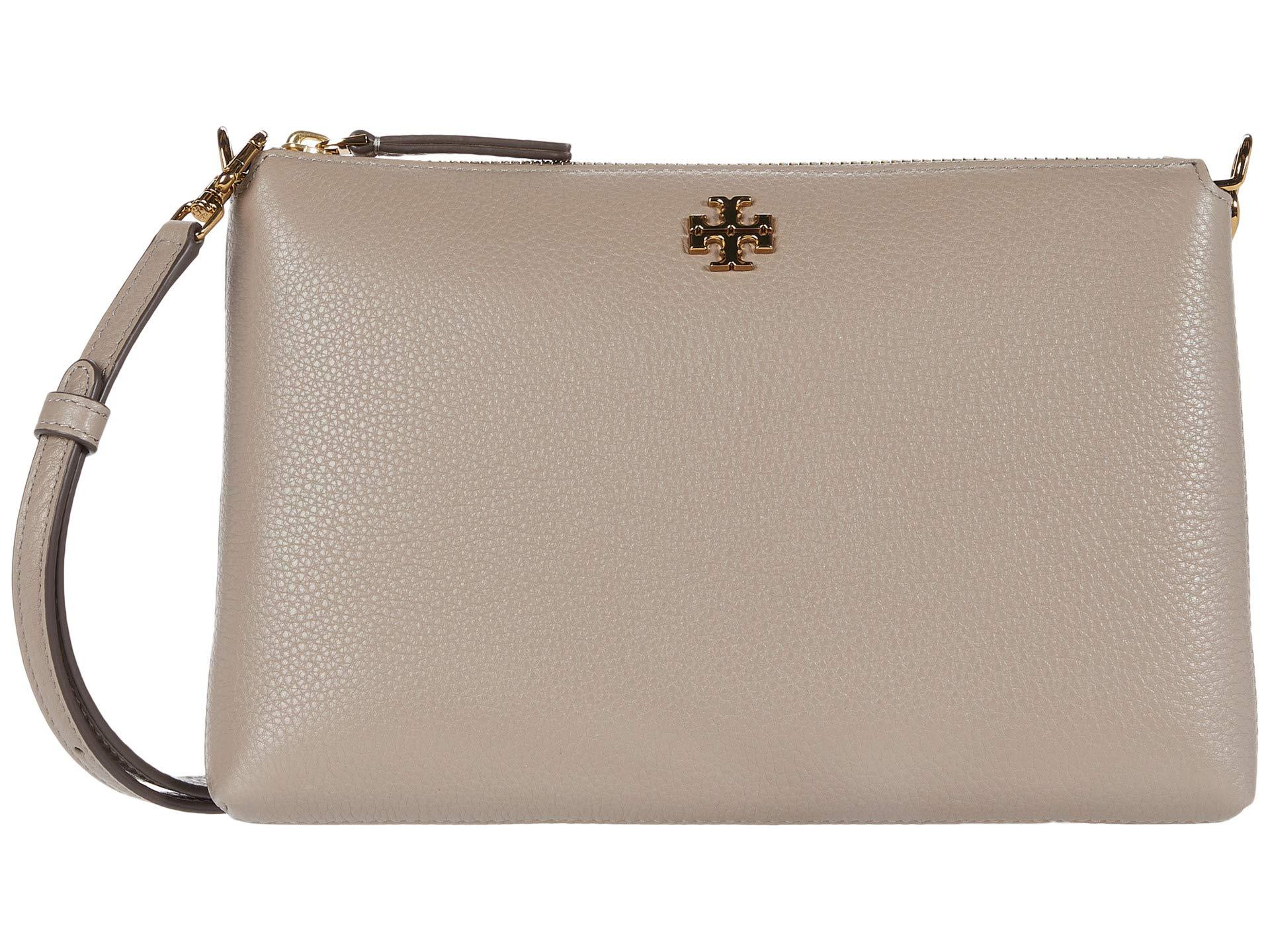 Tory Burch Leather Kira Pebbled Wallet Crossbody in Gray Lyst