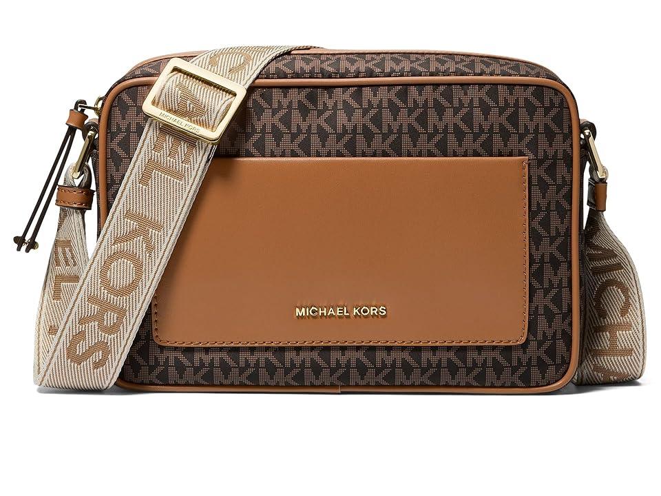 MICHAEL Michael Kors Jet Set Large East West Crossbody With Logo Web Strap Acorn Cross Body Handbags in Black Lyst