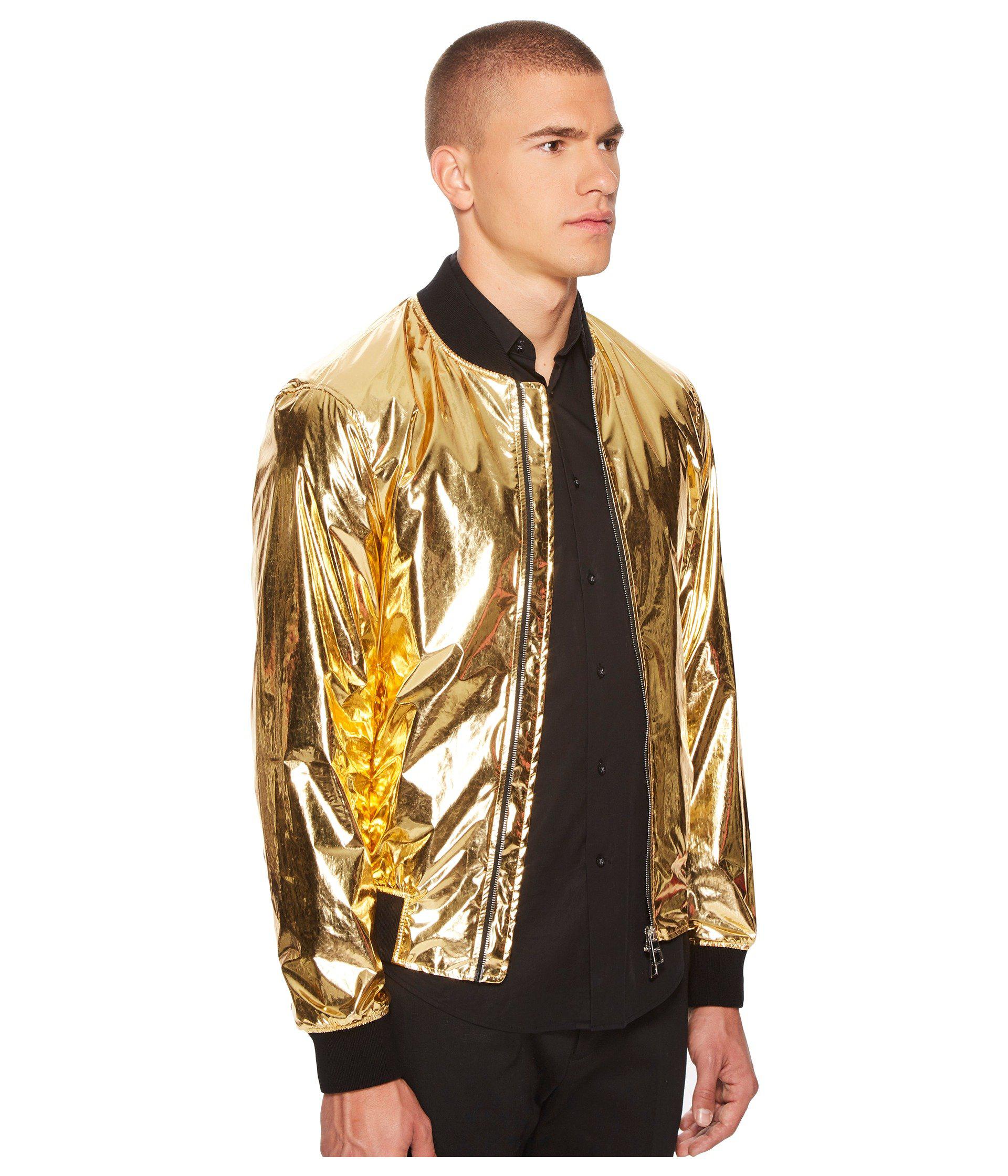 Versace Shiny Gold Bomber in Metallic for Men | Lyst