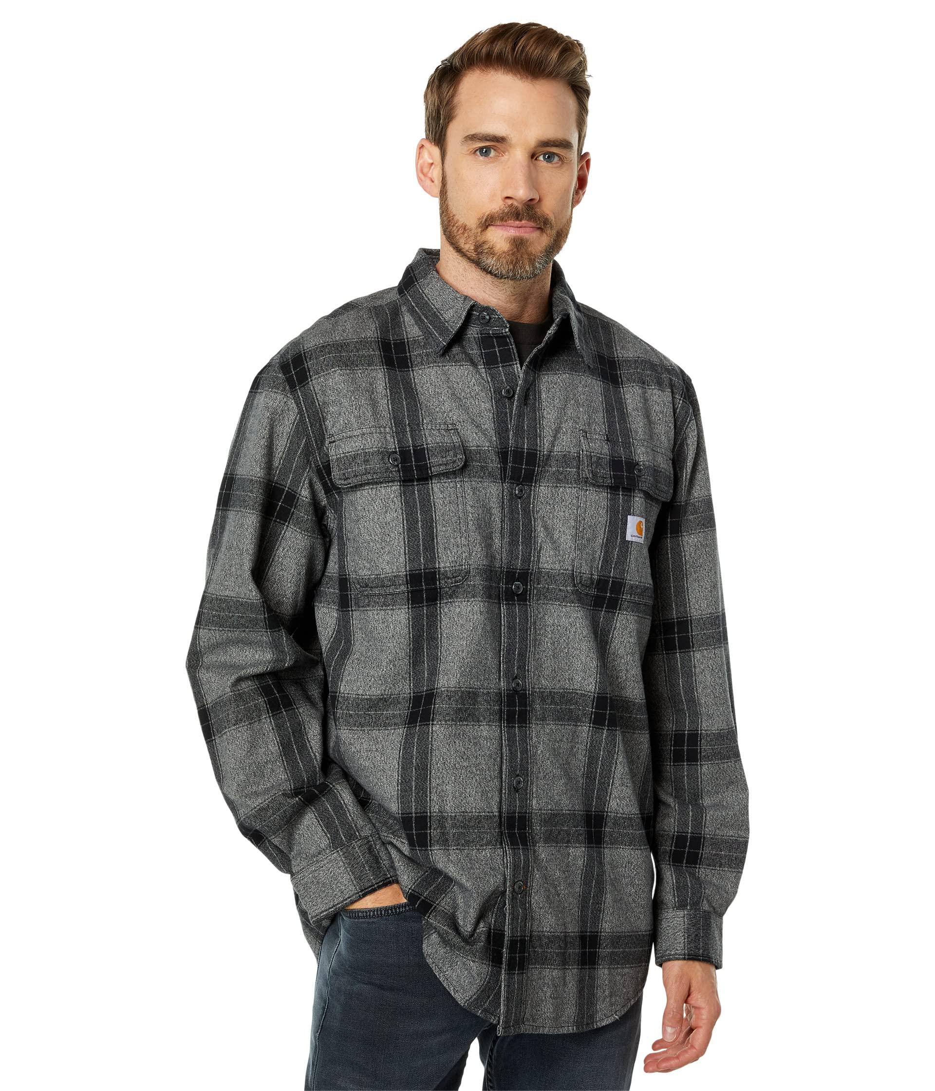 Carhartt Loose Fit Heavyweight Flannel Long Sleeve Plaid Shirt in Black for Men Lyst