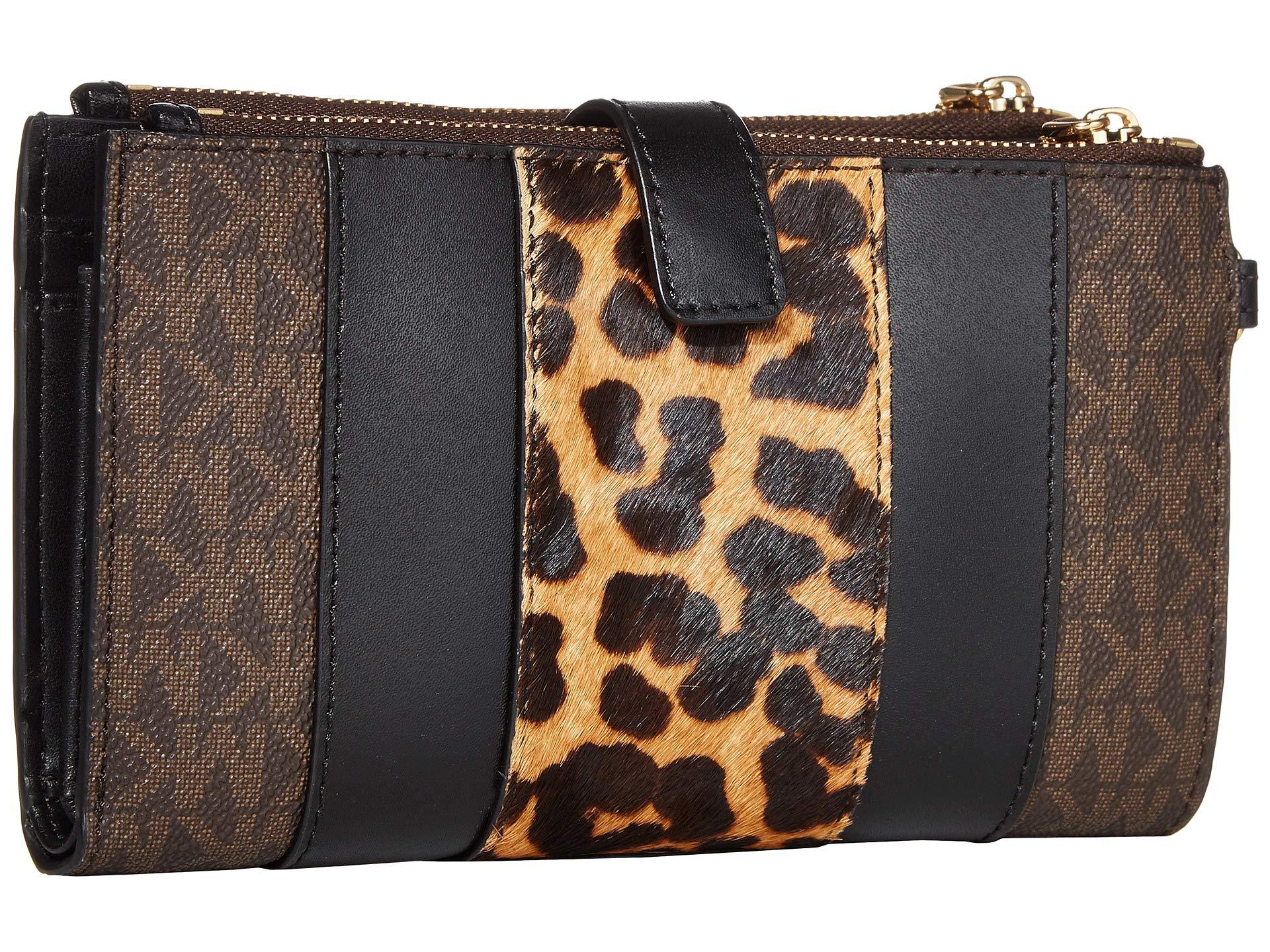 michael kors double zip wristlet black