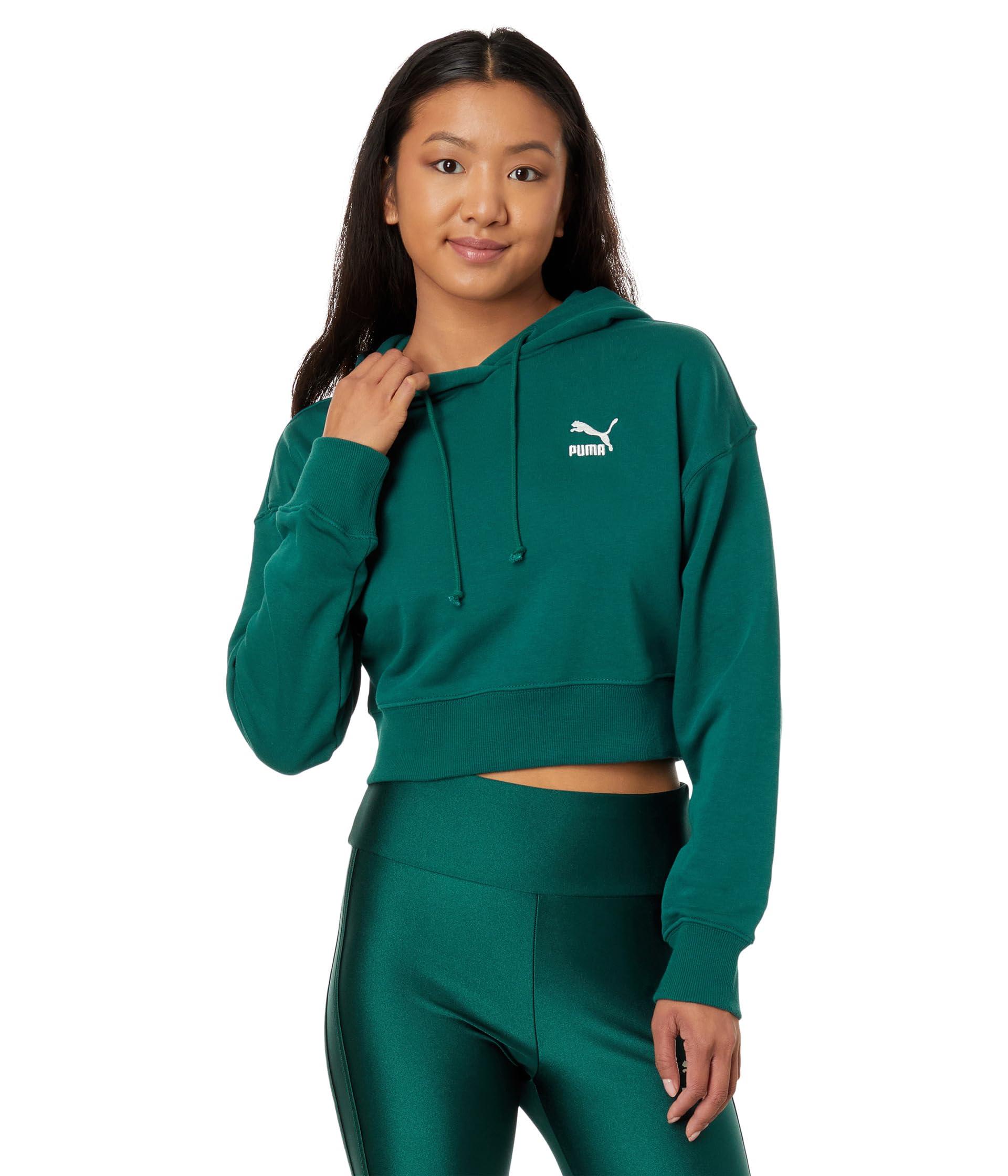 PUMA Classics Cropped Hoodie in Green Lyst