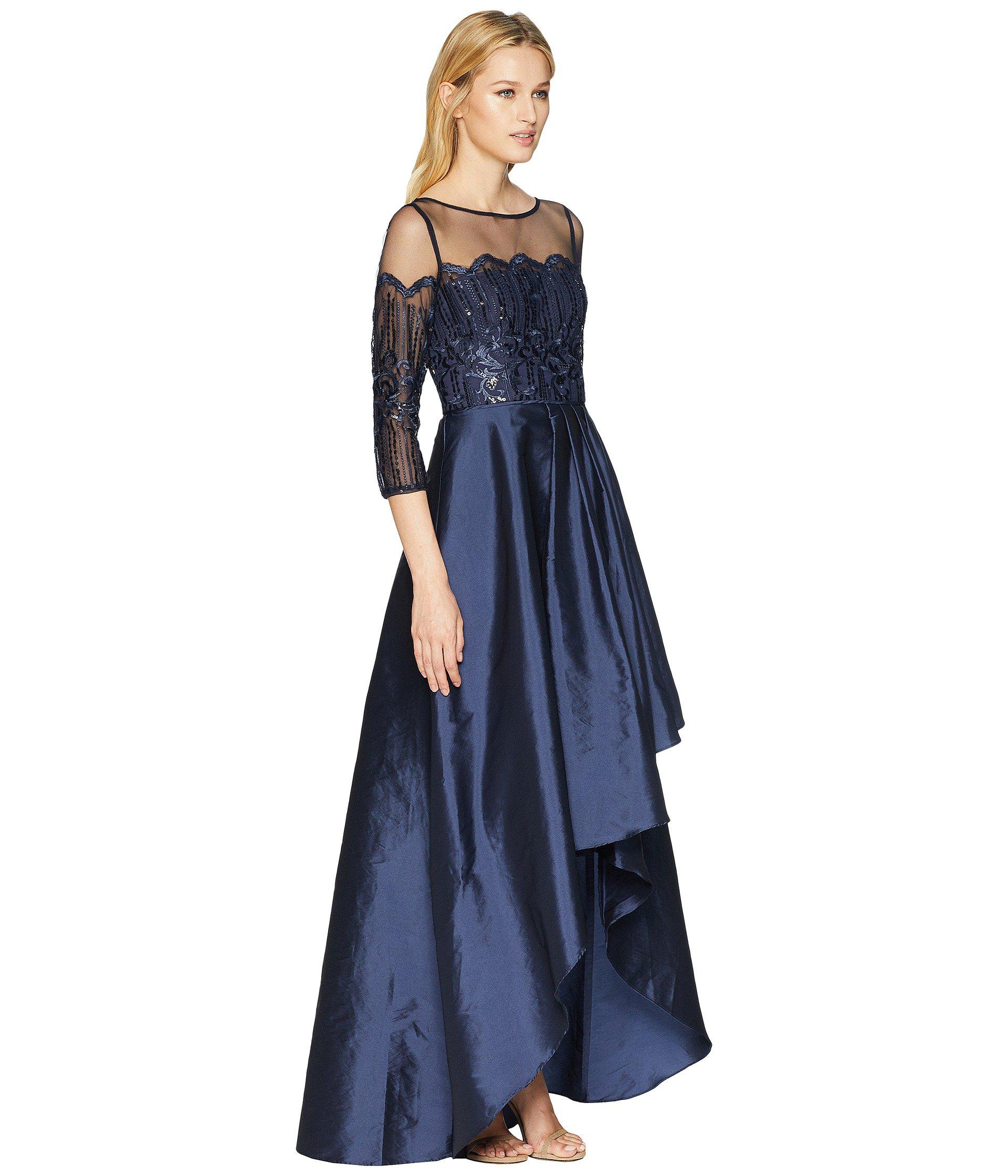 Adrianna Papell Long Sleeve Lace Illusion Bodice With ...