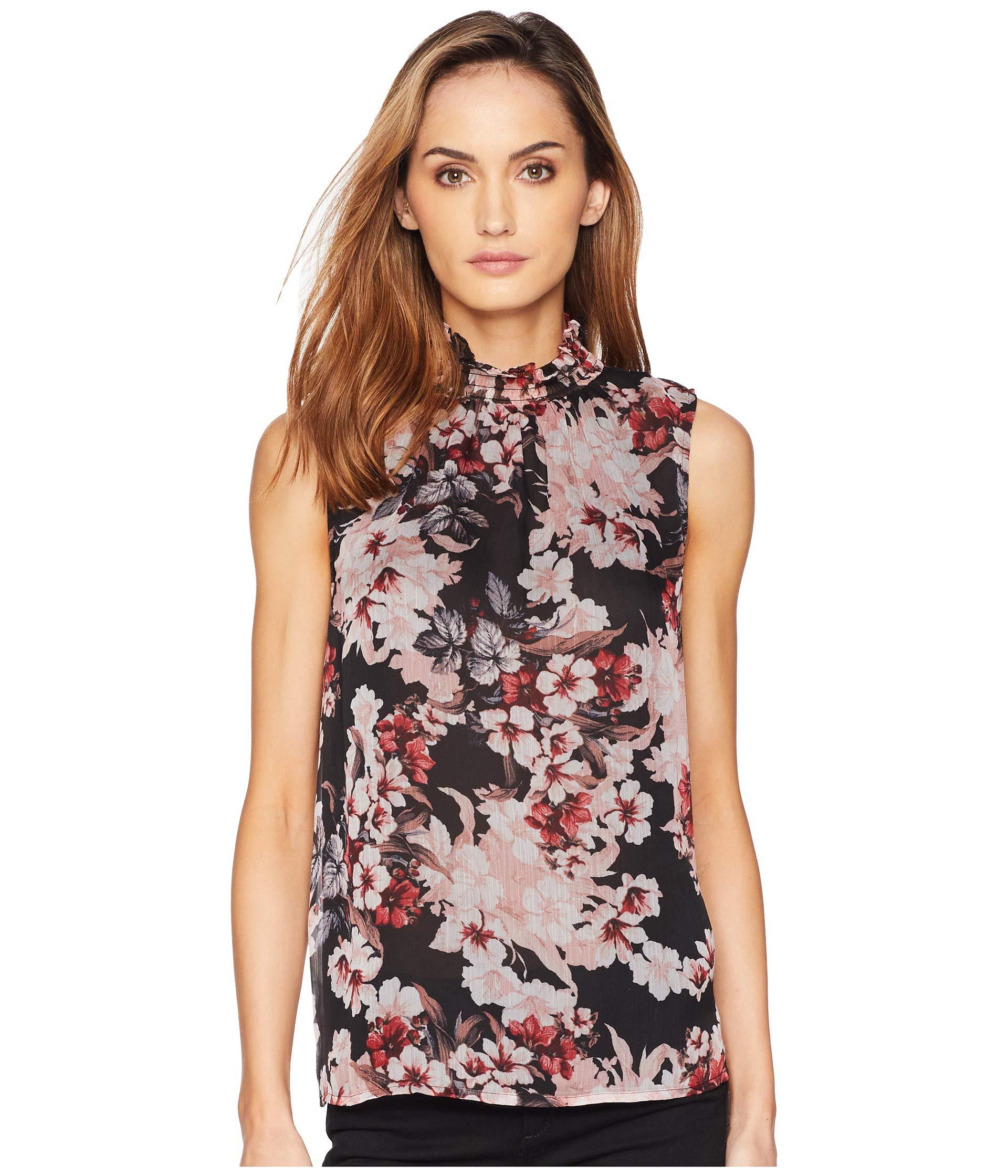 vince camuto smocked neck blouse