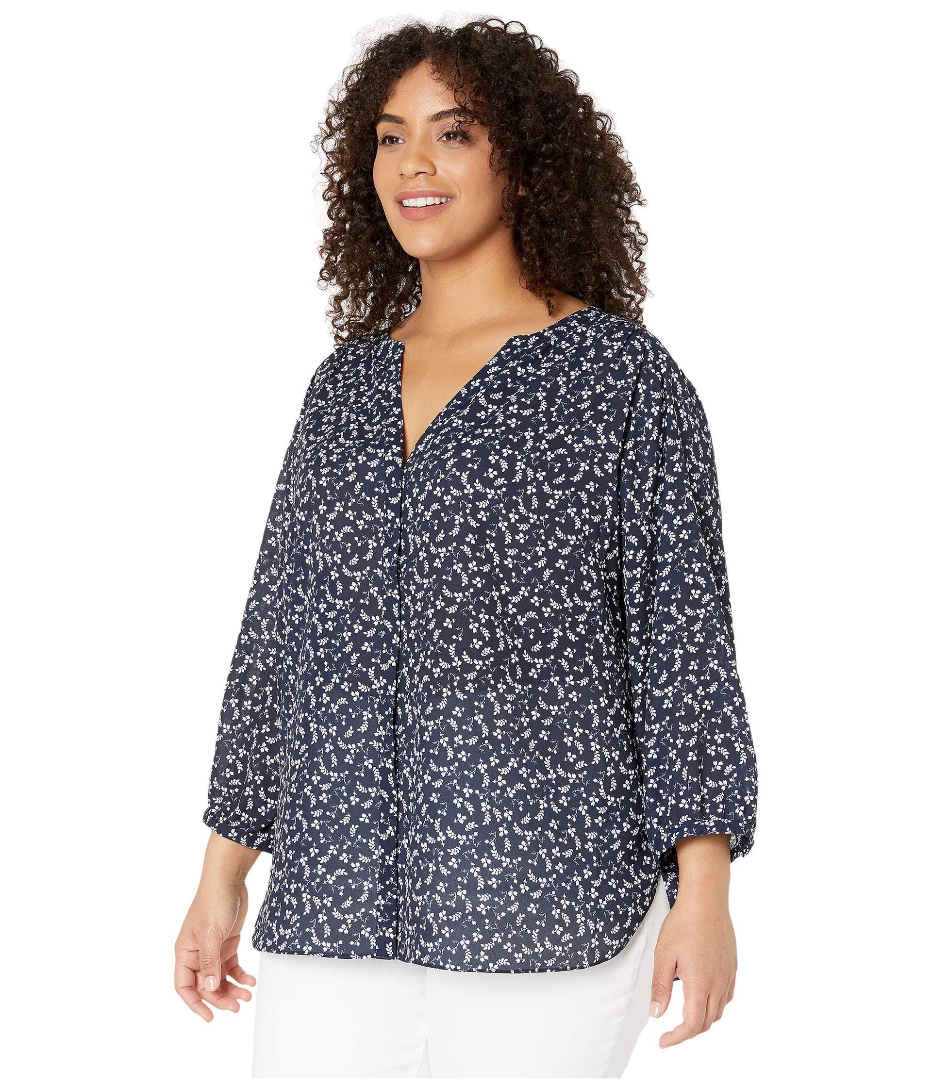 NYDJ Synthetic Plus Size Pintuck Blouse in Blue - Lyst