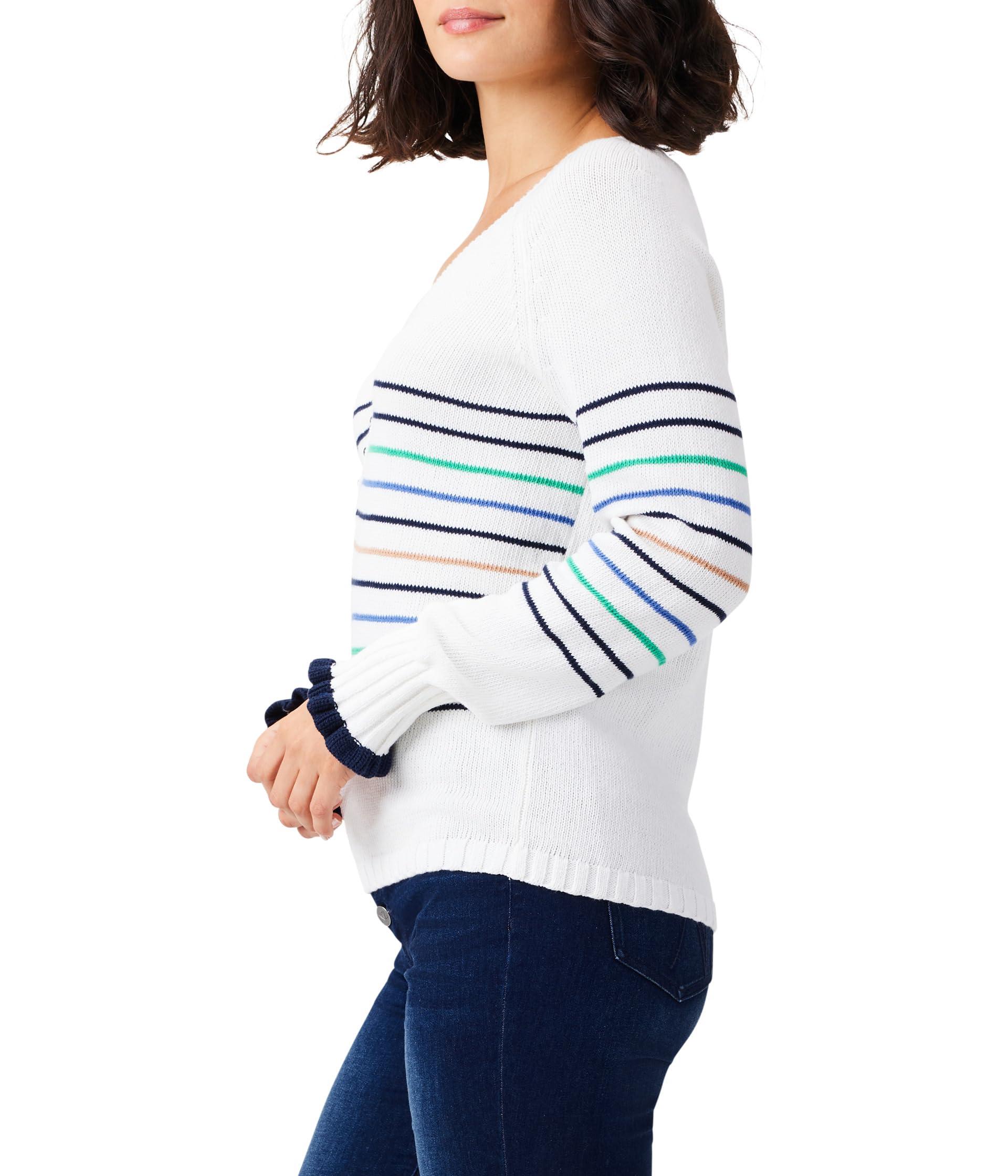 NIC+ZOE Nic+zoe Maritime Stripe Sweater in White | Lyst