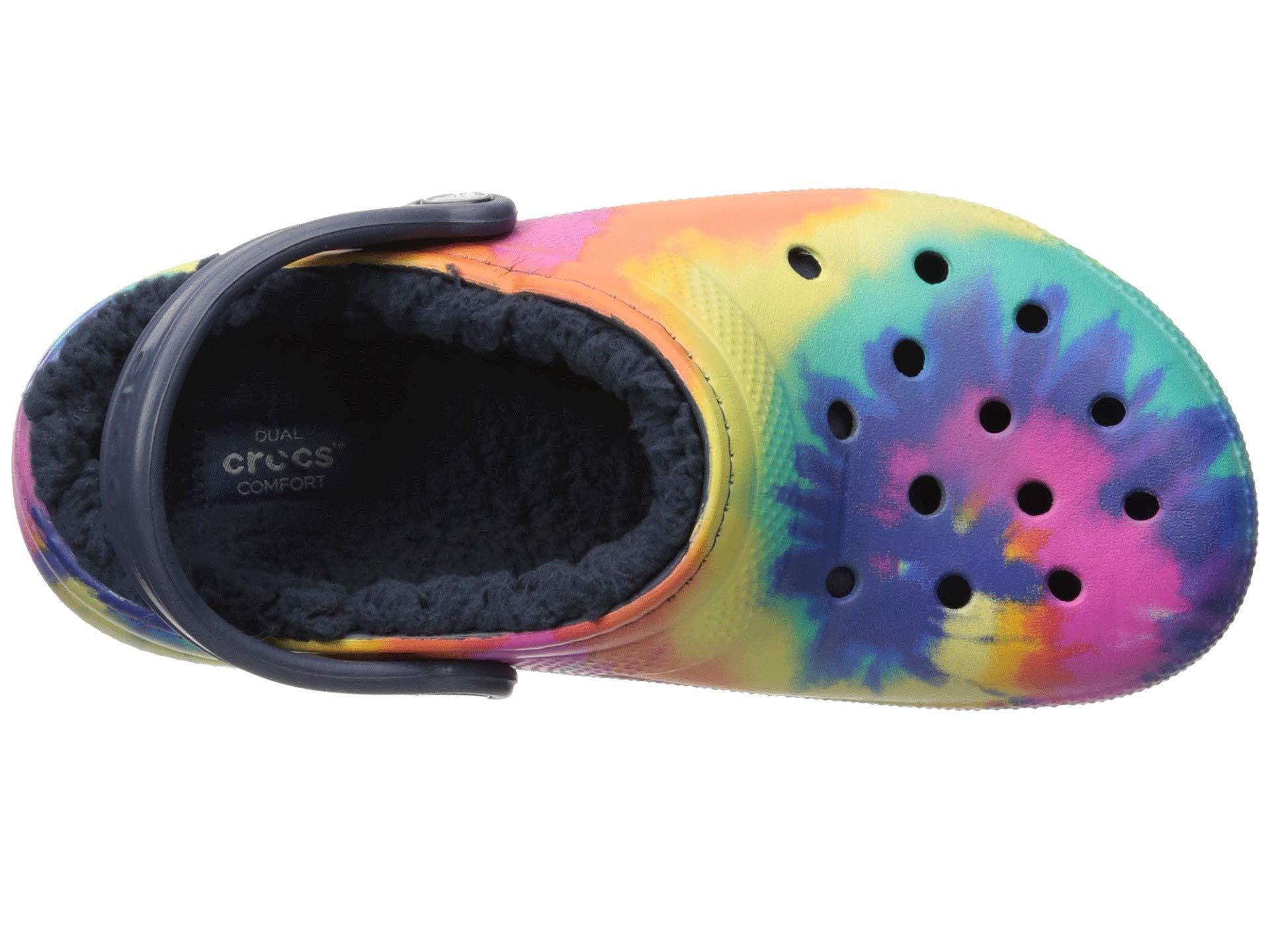 blue tie dye crocs womens