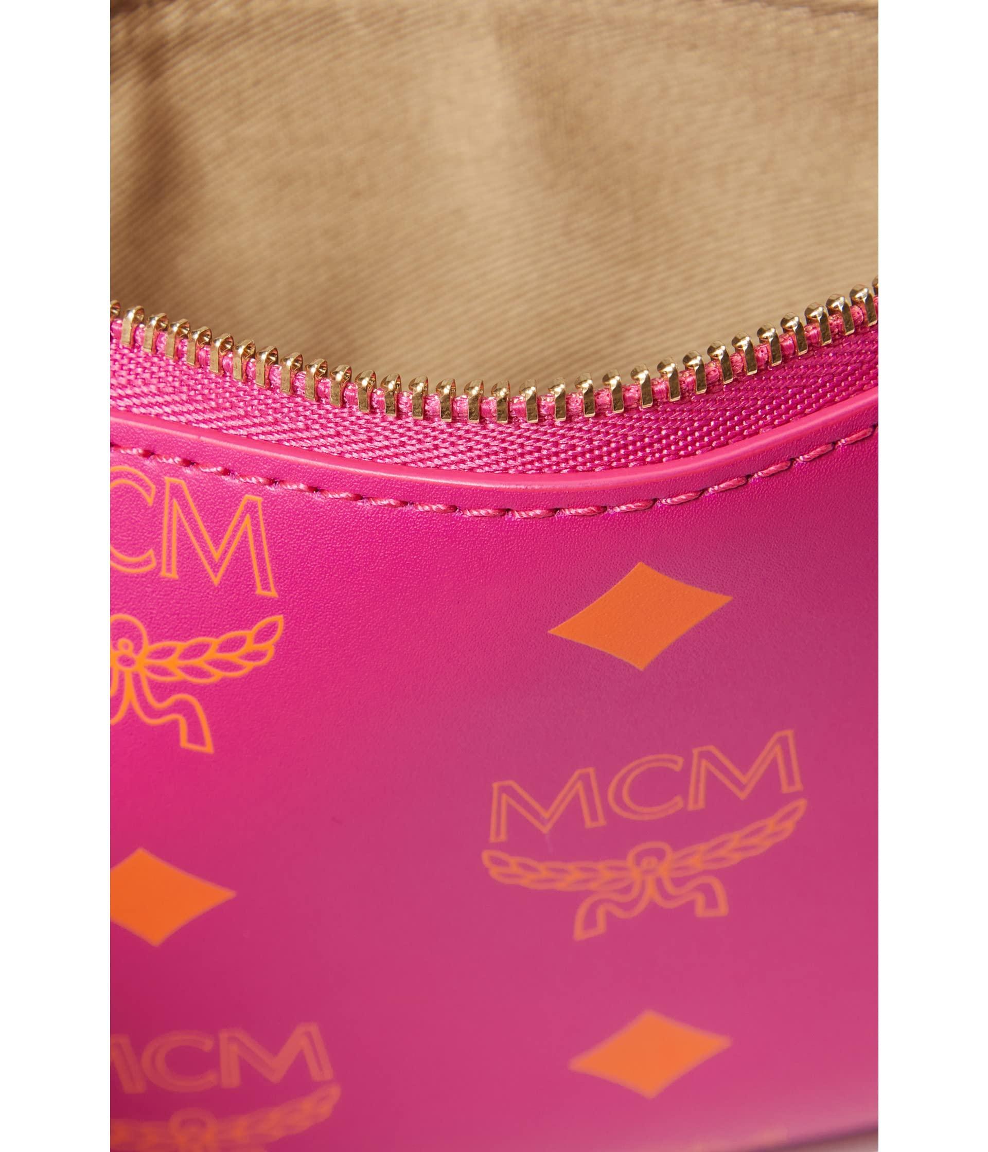 MCM Mini Color Splash Logo Pouch Chain Shoulder Bag in Natural