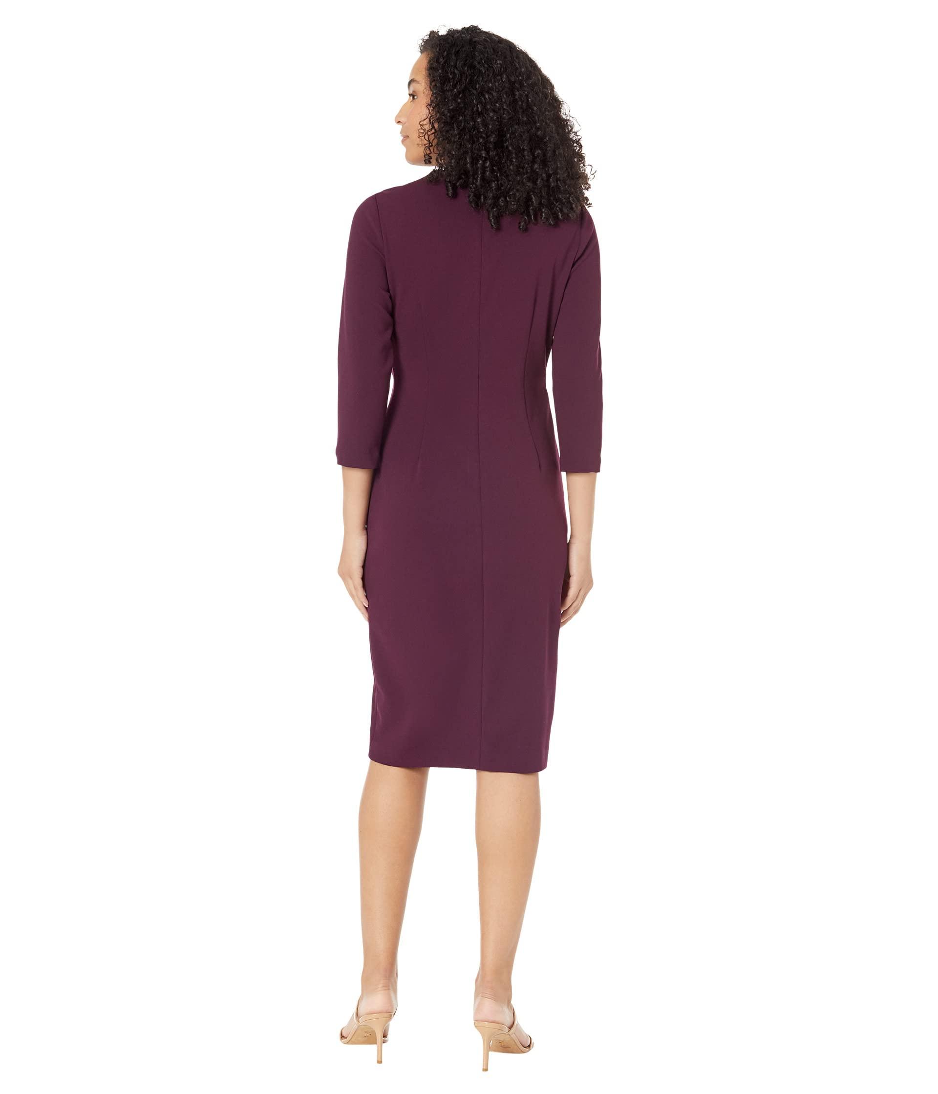 Calvin Klein Long Sleeve Ruched Dress in Purple | Lyst