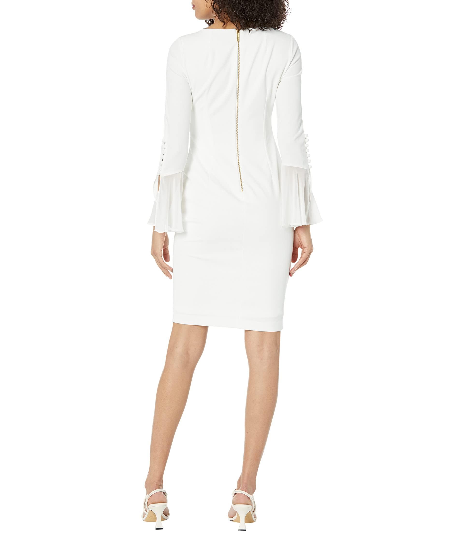 Calvin klein bell sleeve sheath dress white online