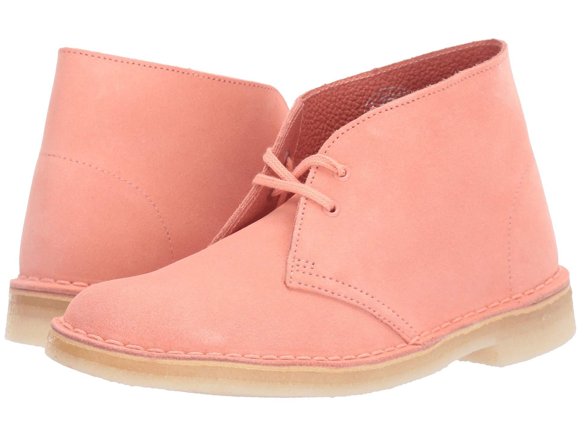 Clarks Suede Desert Boot Ankle Bootie in Coral Suede (Pink) - Lyst