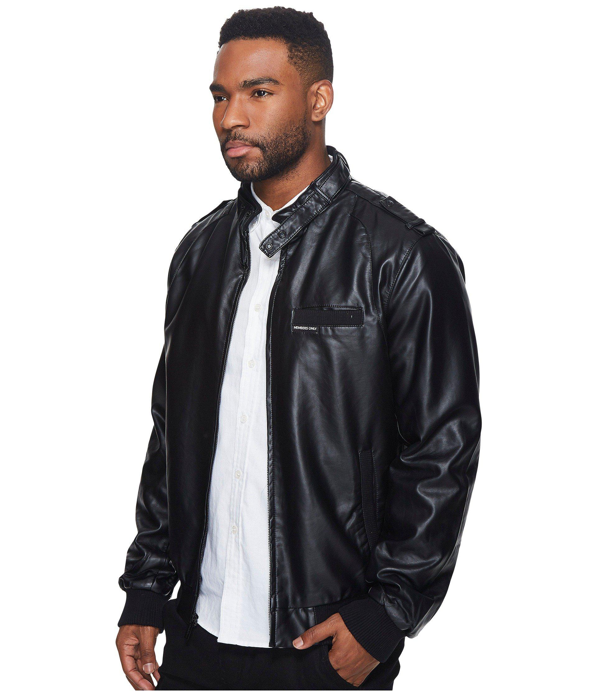 Members Only Mens Vegan Leather Iconic Racer Jacket 