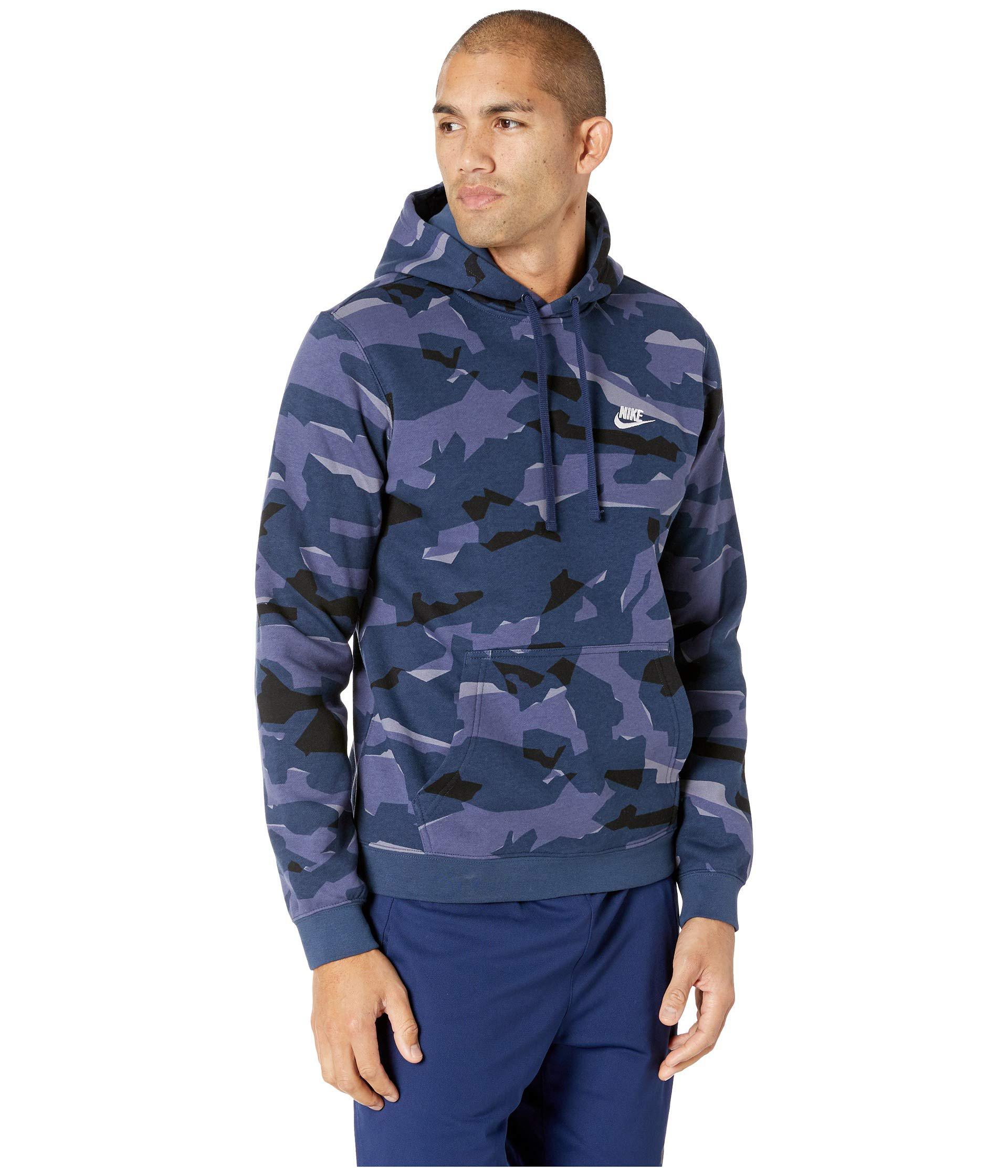 Nike Cotton Nsw Club Camo Hoodie Full Zip Bb (midnight Navy/midnight  Navy/white) Sweatshirt in Blue for Men | Lyst
