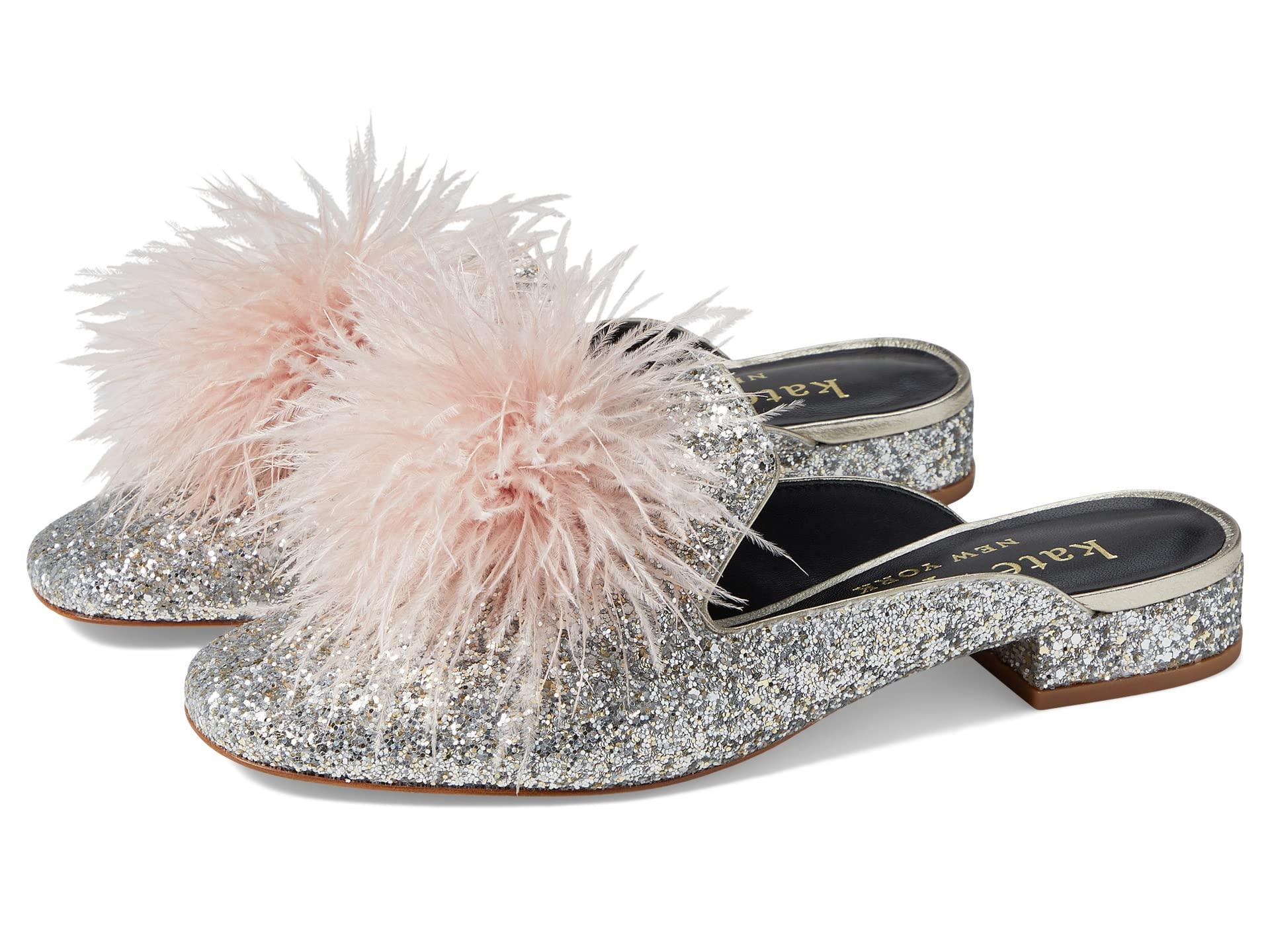 Kate Spade Marabou Mule in Gray | Lyst