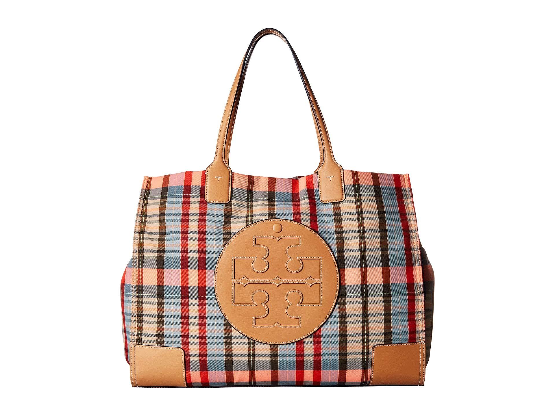 Crossbody Bag Tory Burch Ella Gingham Tote Tory Burch Ella Plaid