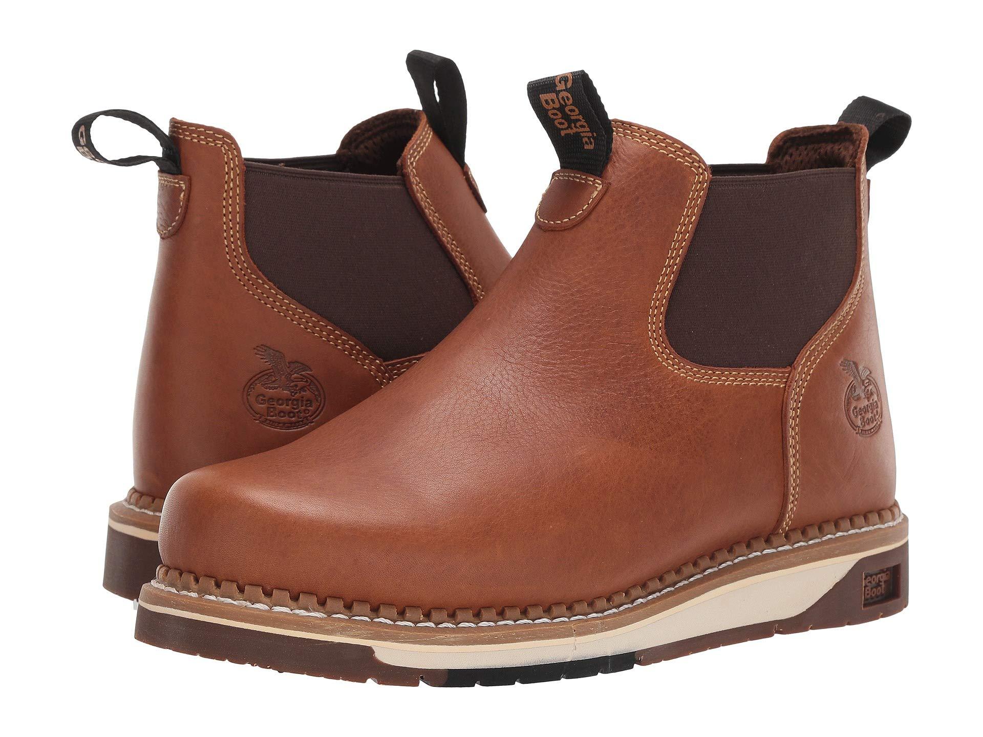 punkt Mary Efterforskning Georgia Boot Leather Amp Lt Wedge Chelsea Soft Toe Work Boot in Brown for  Men - Lyst