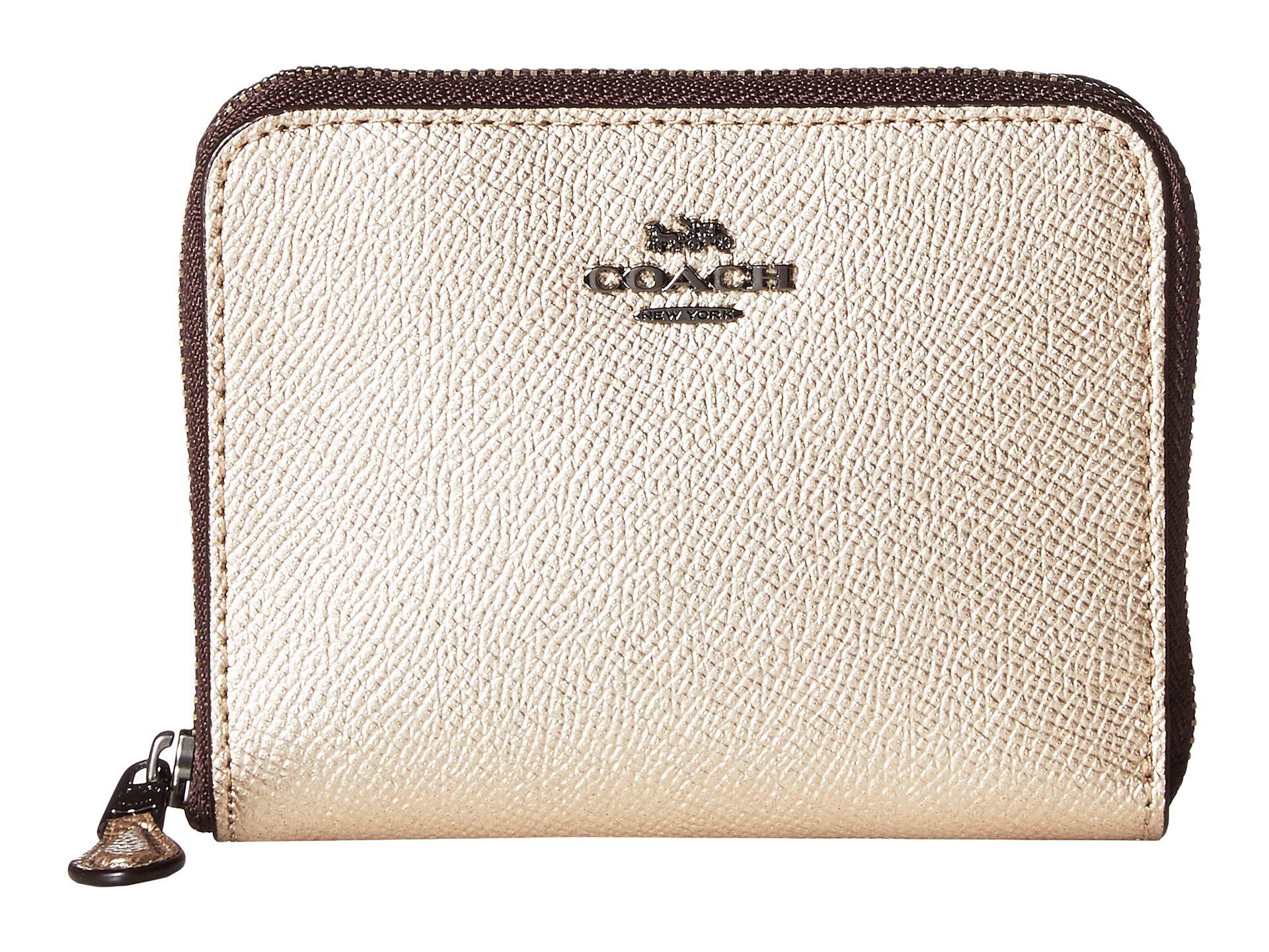 COACH Leather Metallic Small Zip Around Wallet (gm/platinum) Wallet Handbags - Lyst