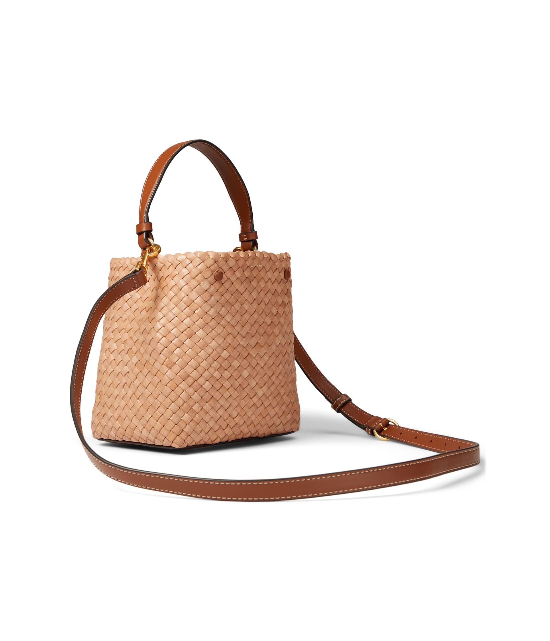 Tory Burch Mcgraw Dragon Woven Small Bucket Bag in Brown