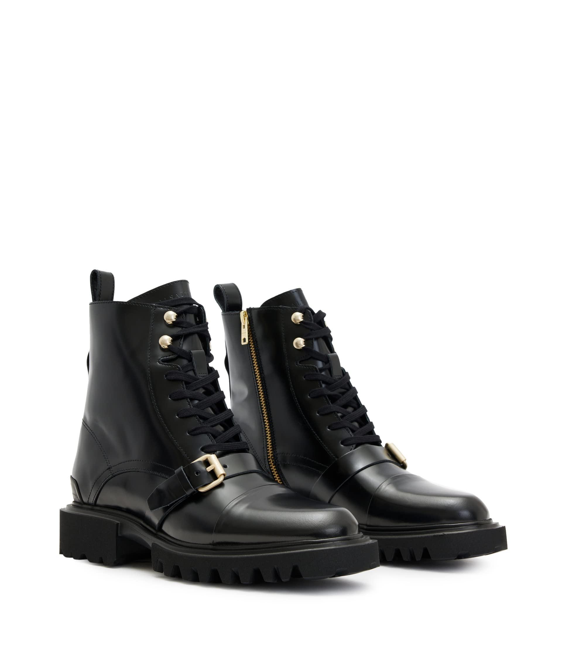 AllSaints Tori Combat Boots in Black | Lyst