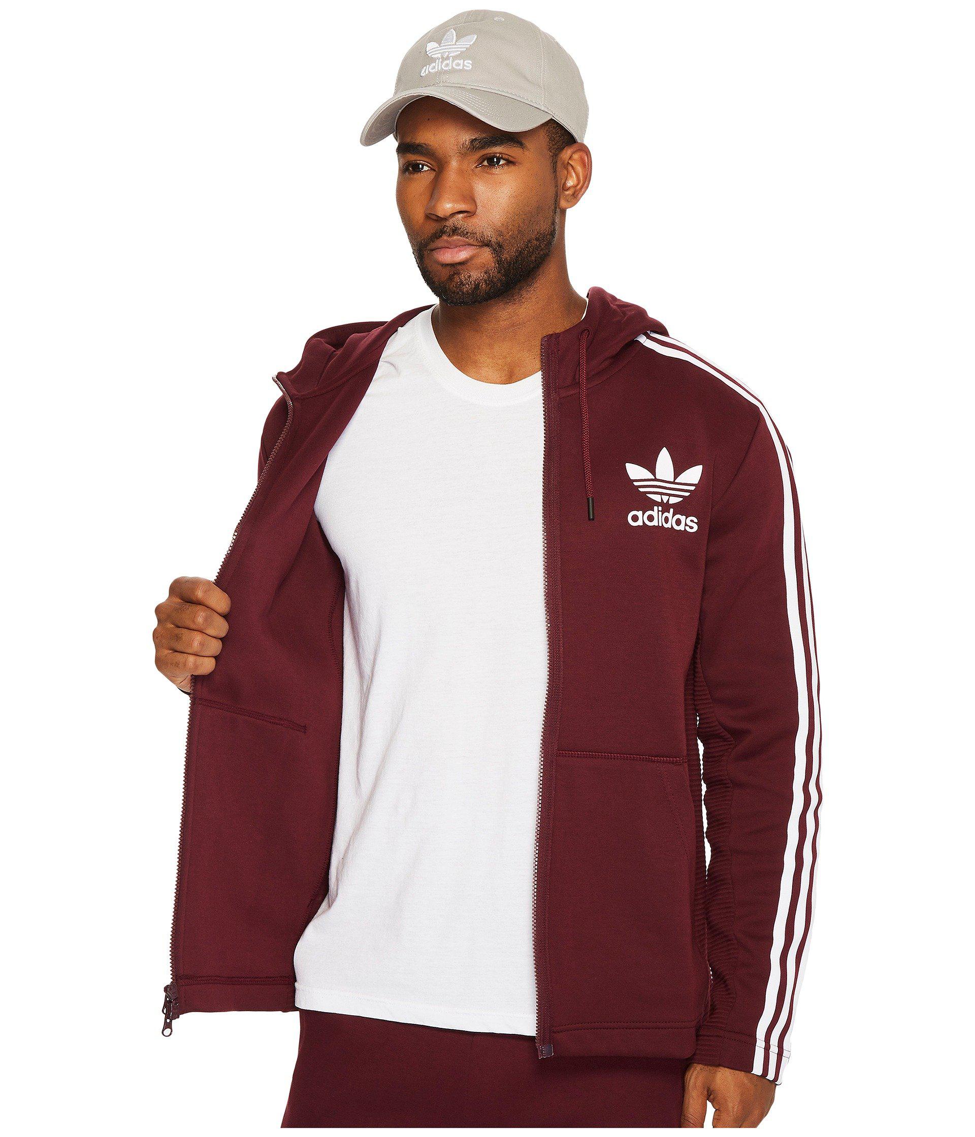adidas Originals Cotton Curated Full Zip in Maroon (Red) for Men - Lyst