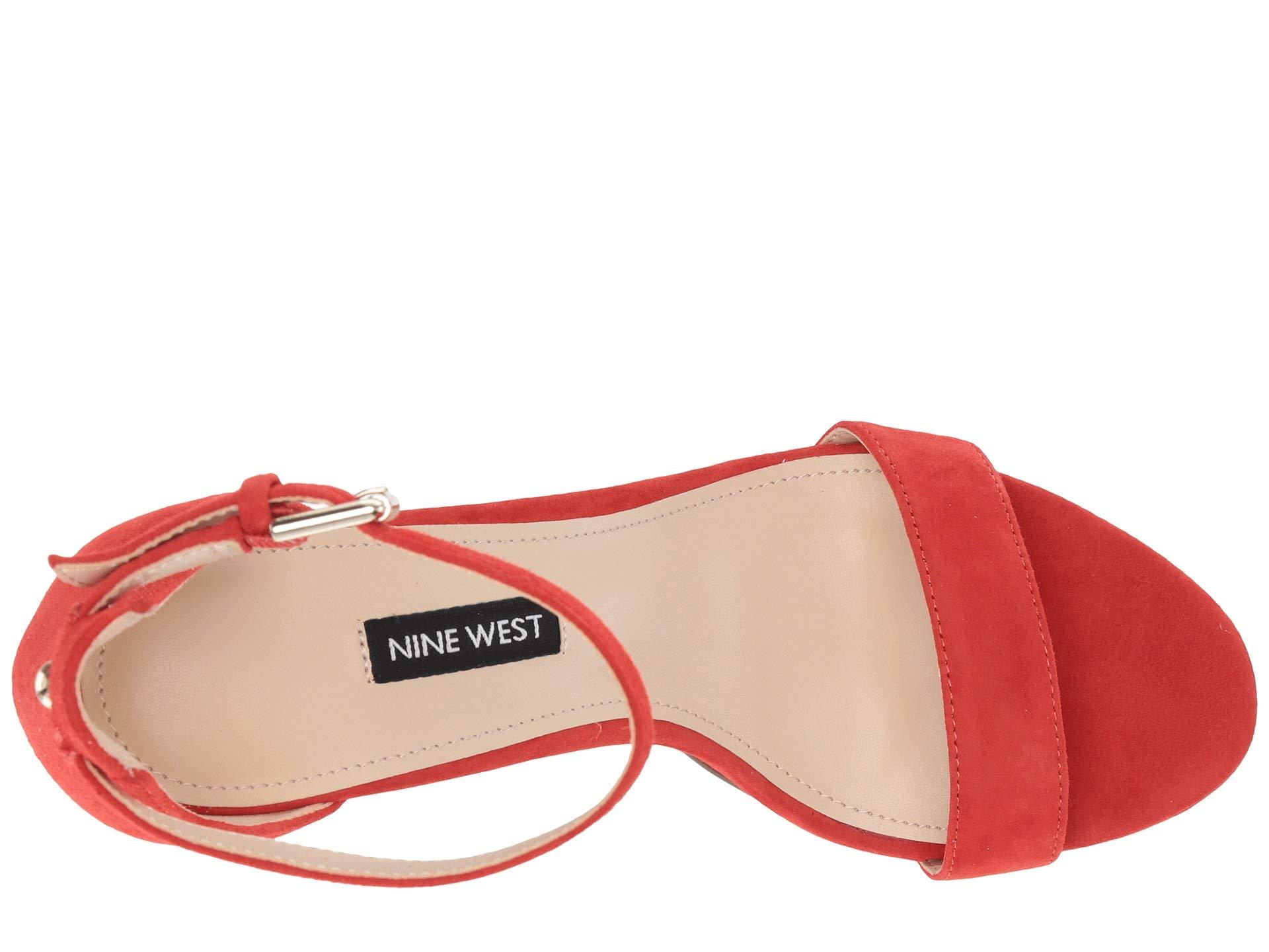 Nine West Leather Dempsey Heeled Sandal in Red - Lyst