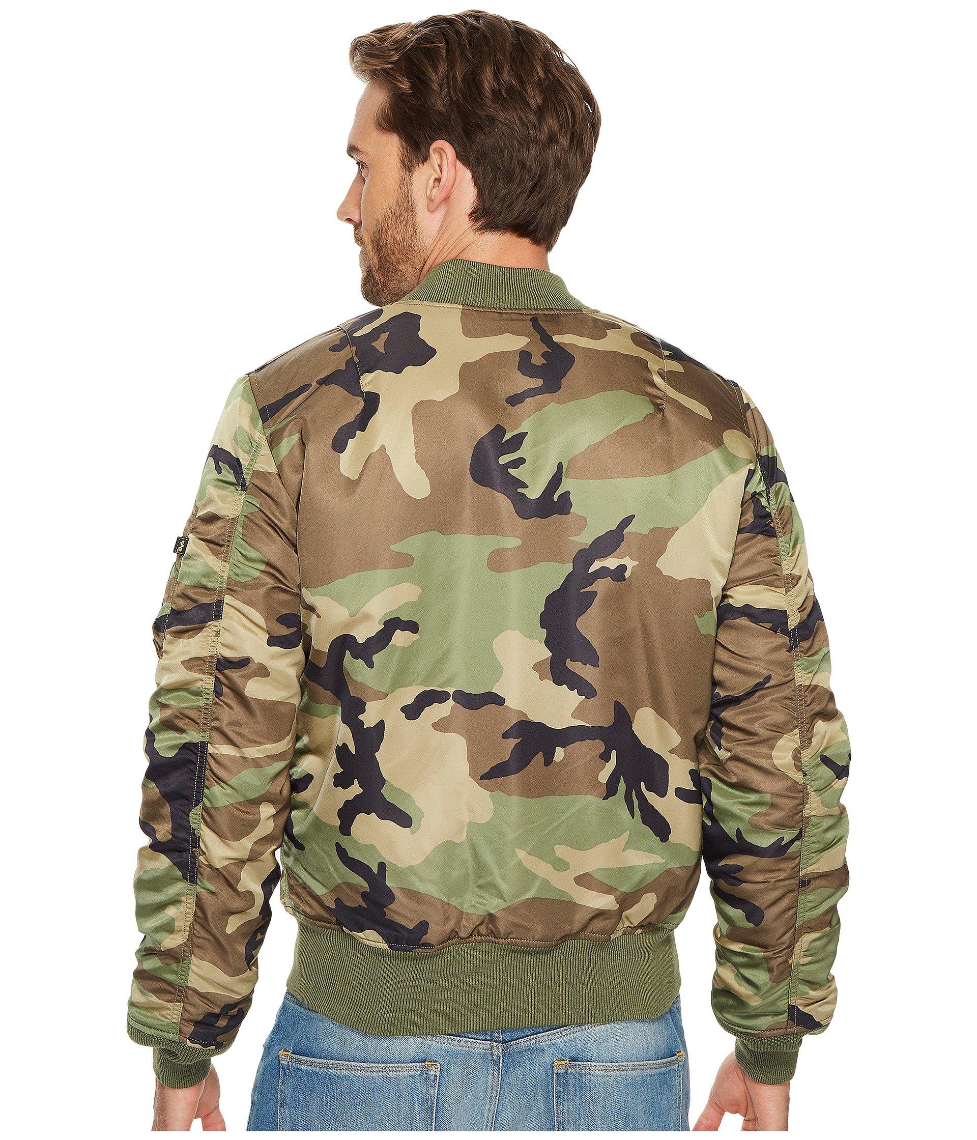 Alpha Industries Synthetic Ma-1 Slim Fit Flight Jacket in Woodland Camo ...