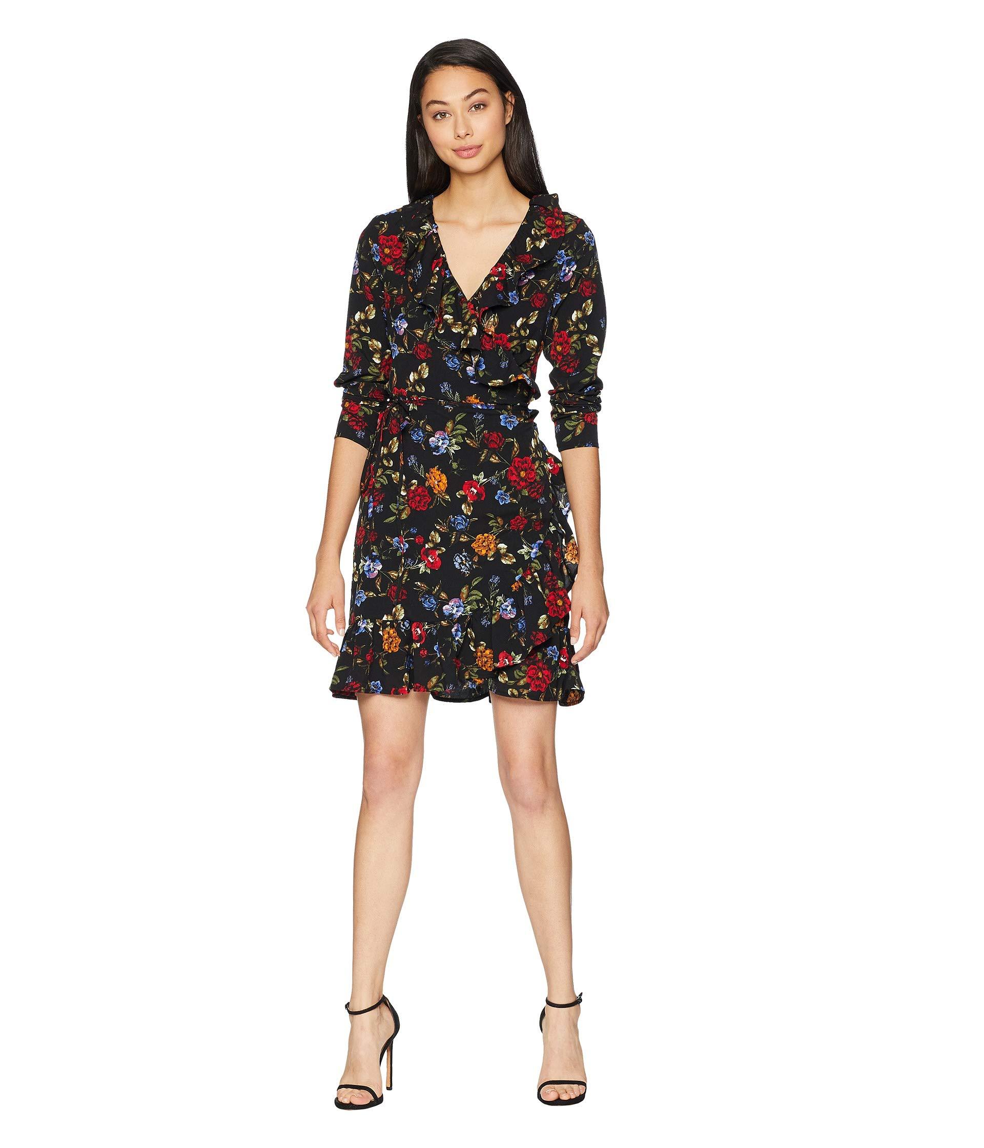 Kensie Synthetic Winter Floral Dress in Black Combo (Black) - Save 84% |  Lyst