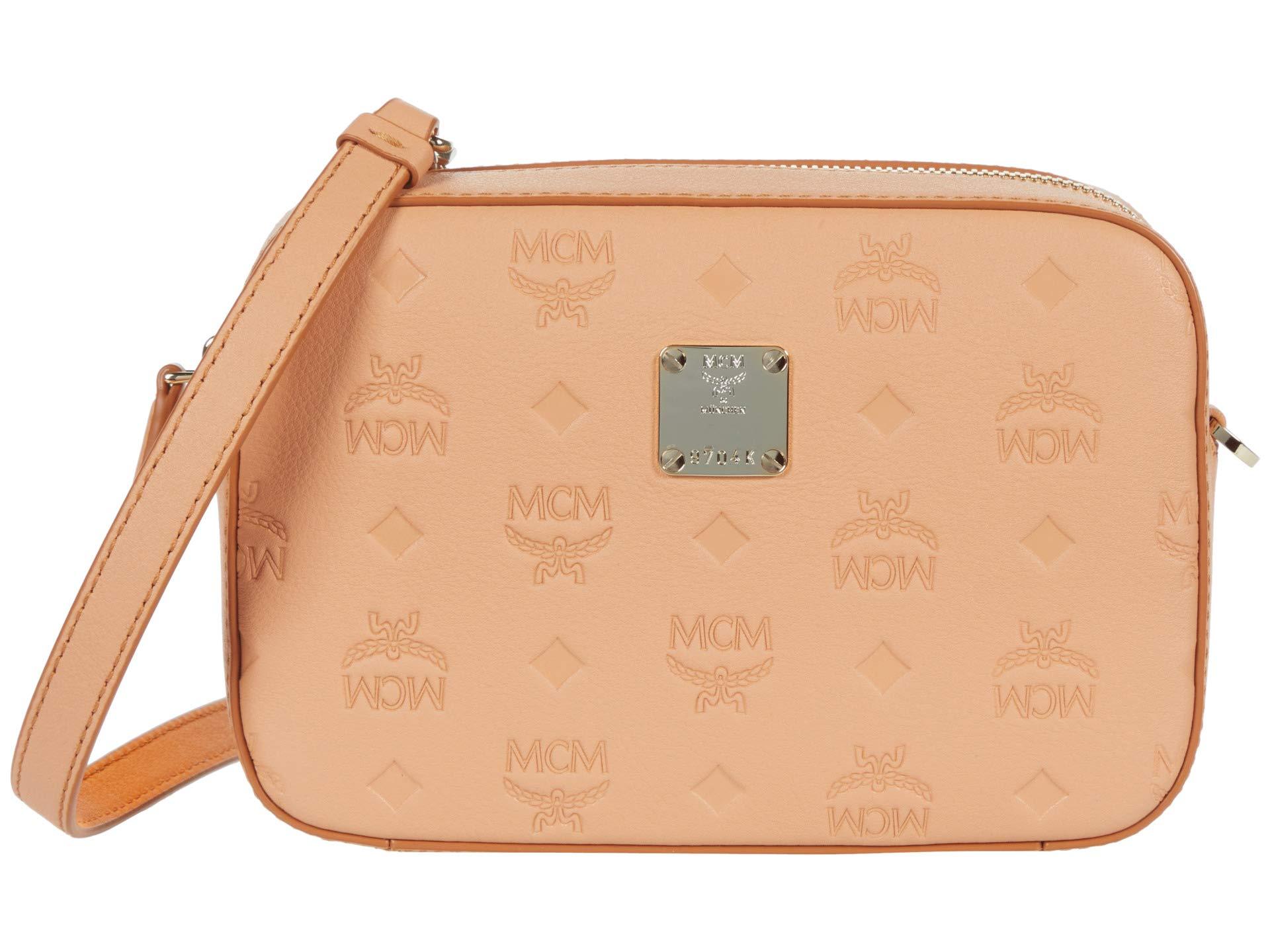 mcm klara monogram calfskin leather crossbody pouch