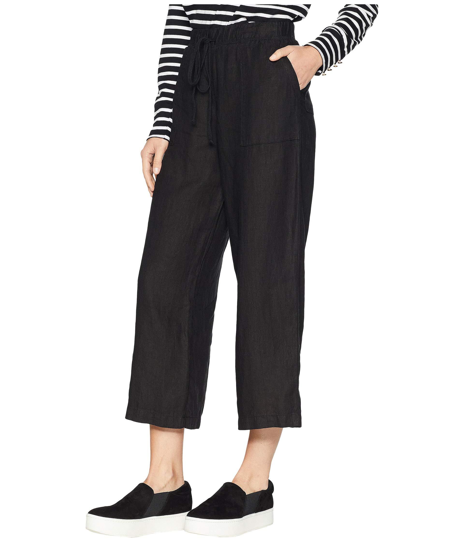 Hard Tail Linen High-rise Pull-on Crop Pants in Black - Lyst