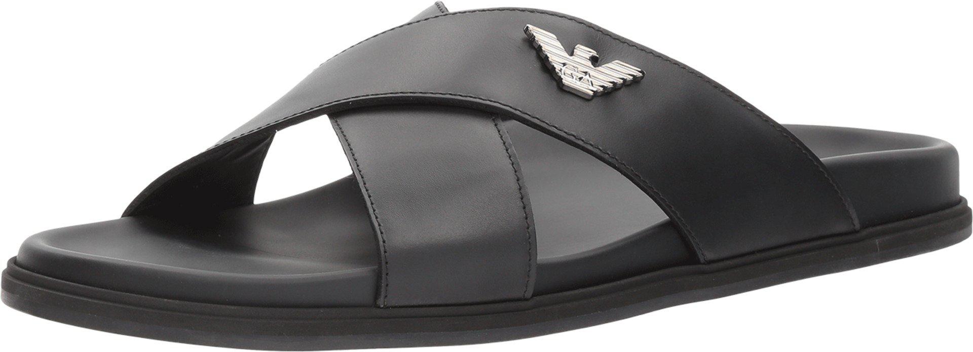 Emporio Armani Leather Dubai Sandal in Black for Men - Lyst
