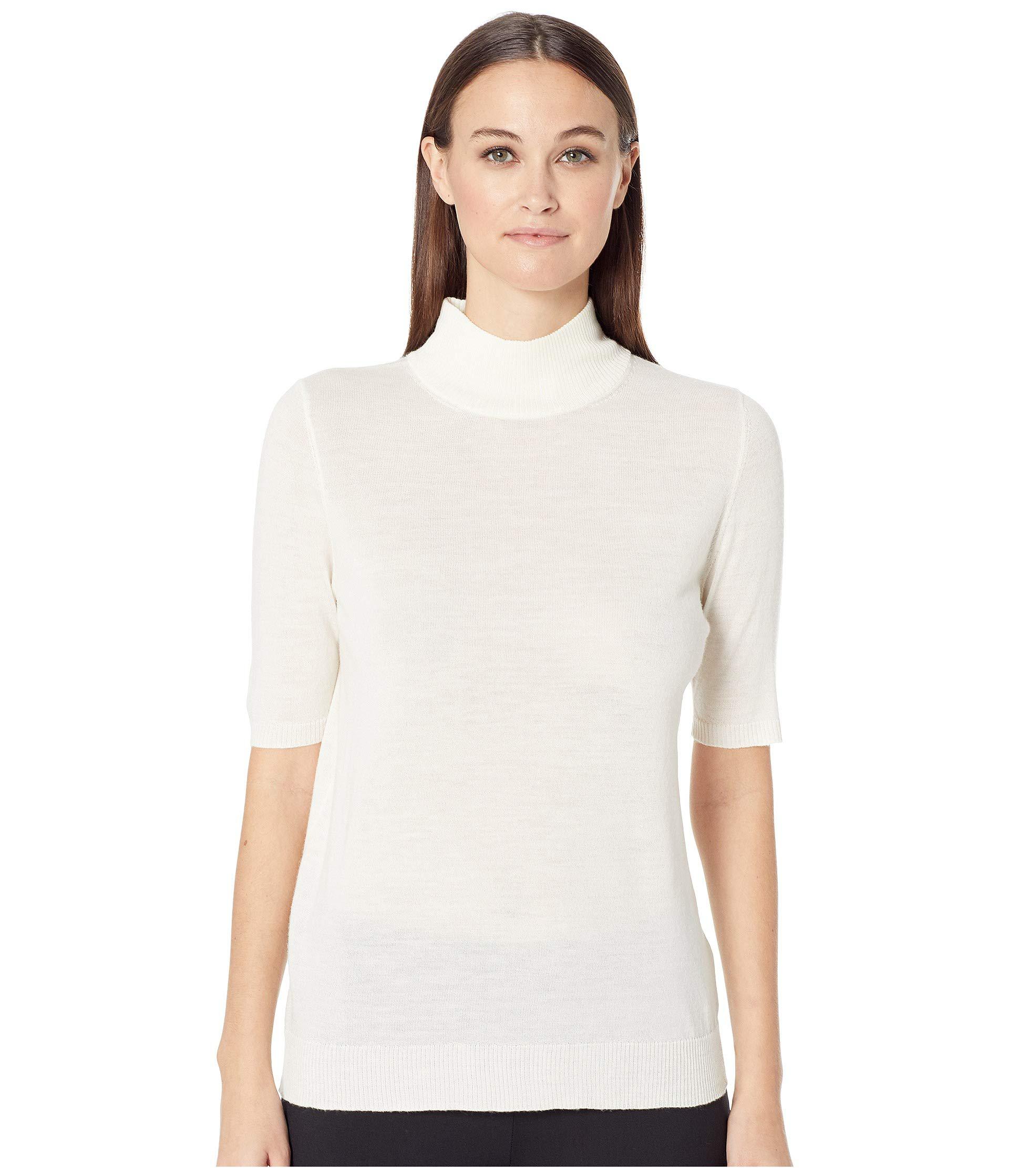 Download Eileen Fisher Wool Fine Merino Jersey Mock Neck Elbow ...
