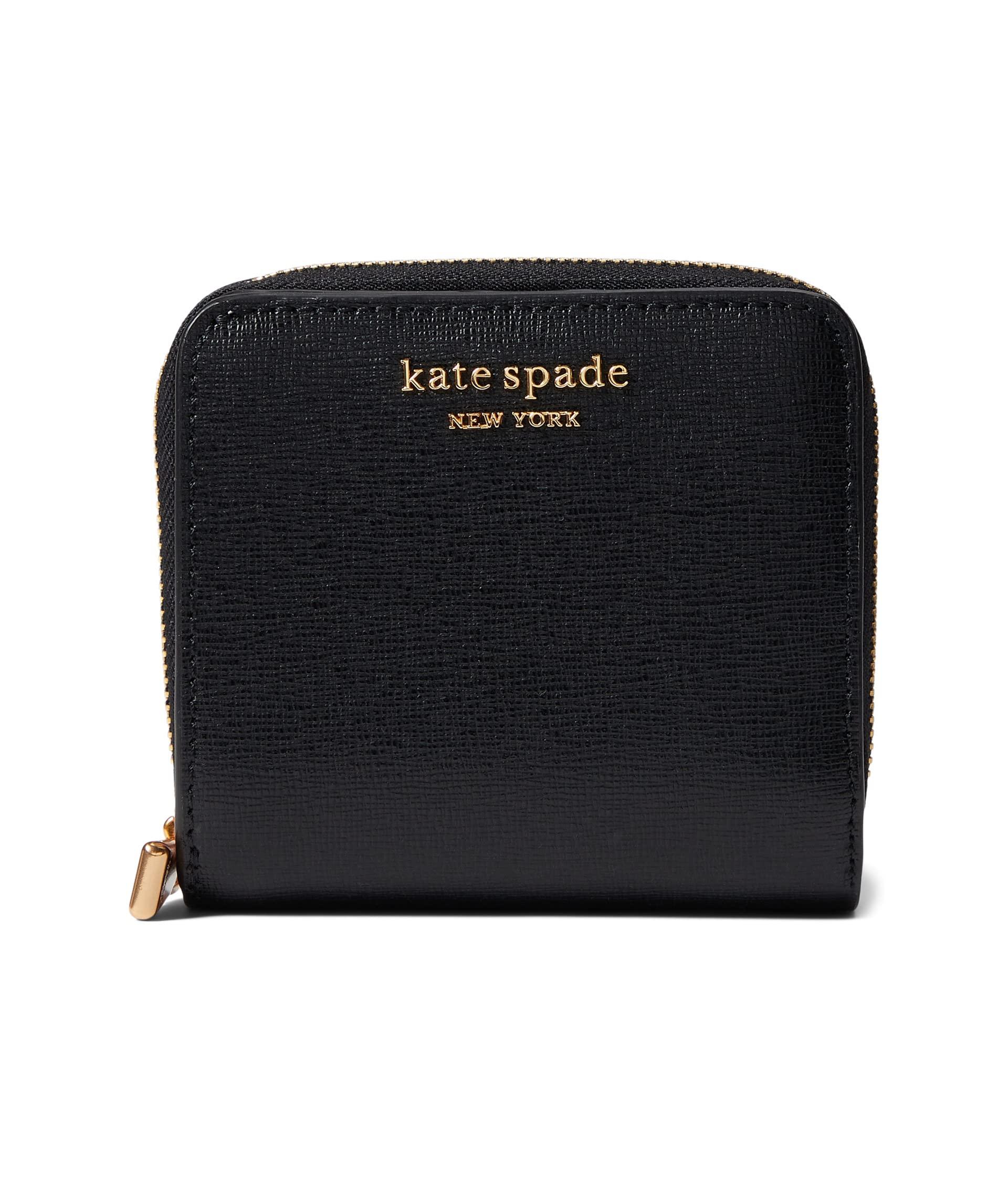 Kate Spade Morgan Saffiano Leather Small Compact Wallet in Black | Lyst