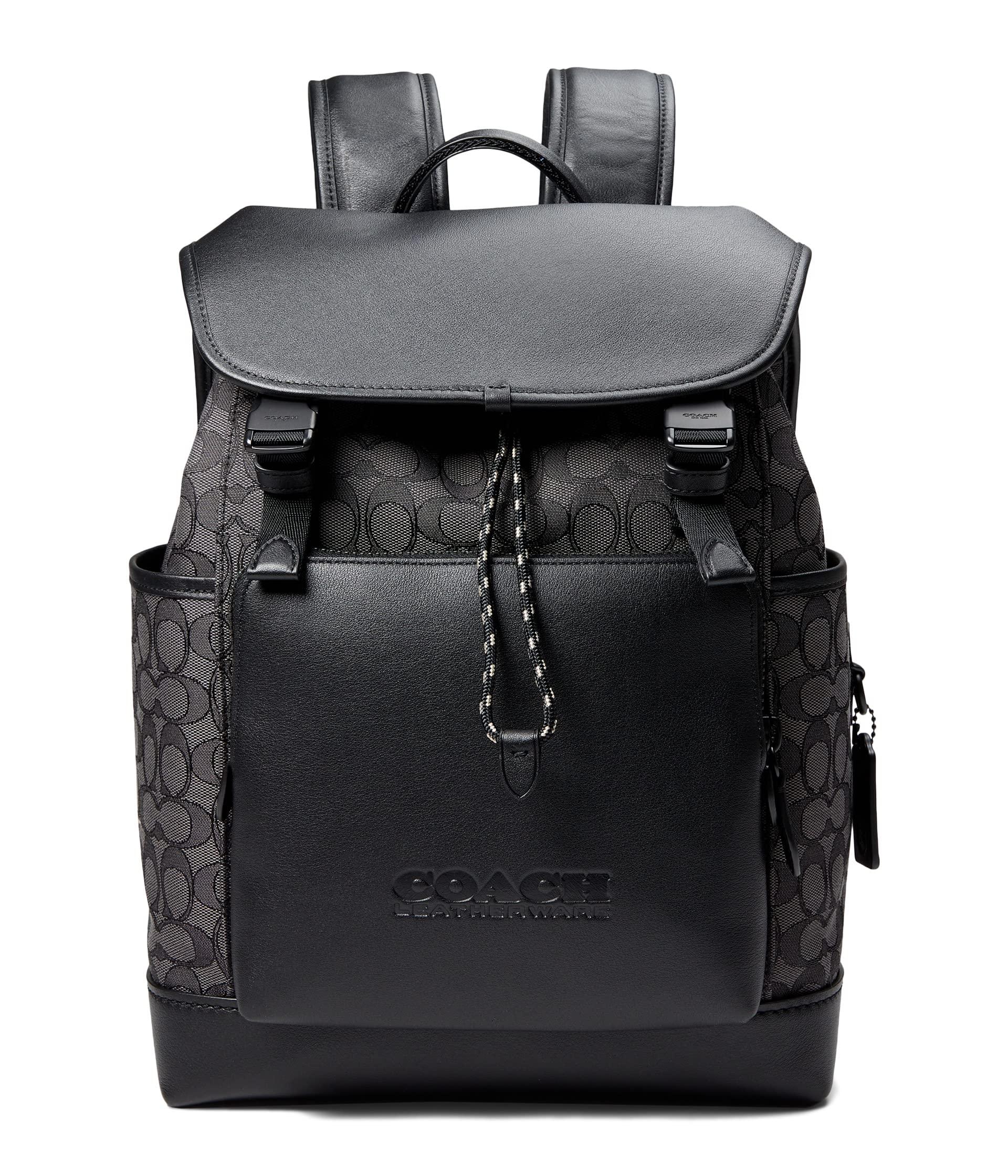 COACH League Flap Backpack In Signature Jacquard in Black for Men Lyst