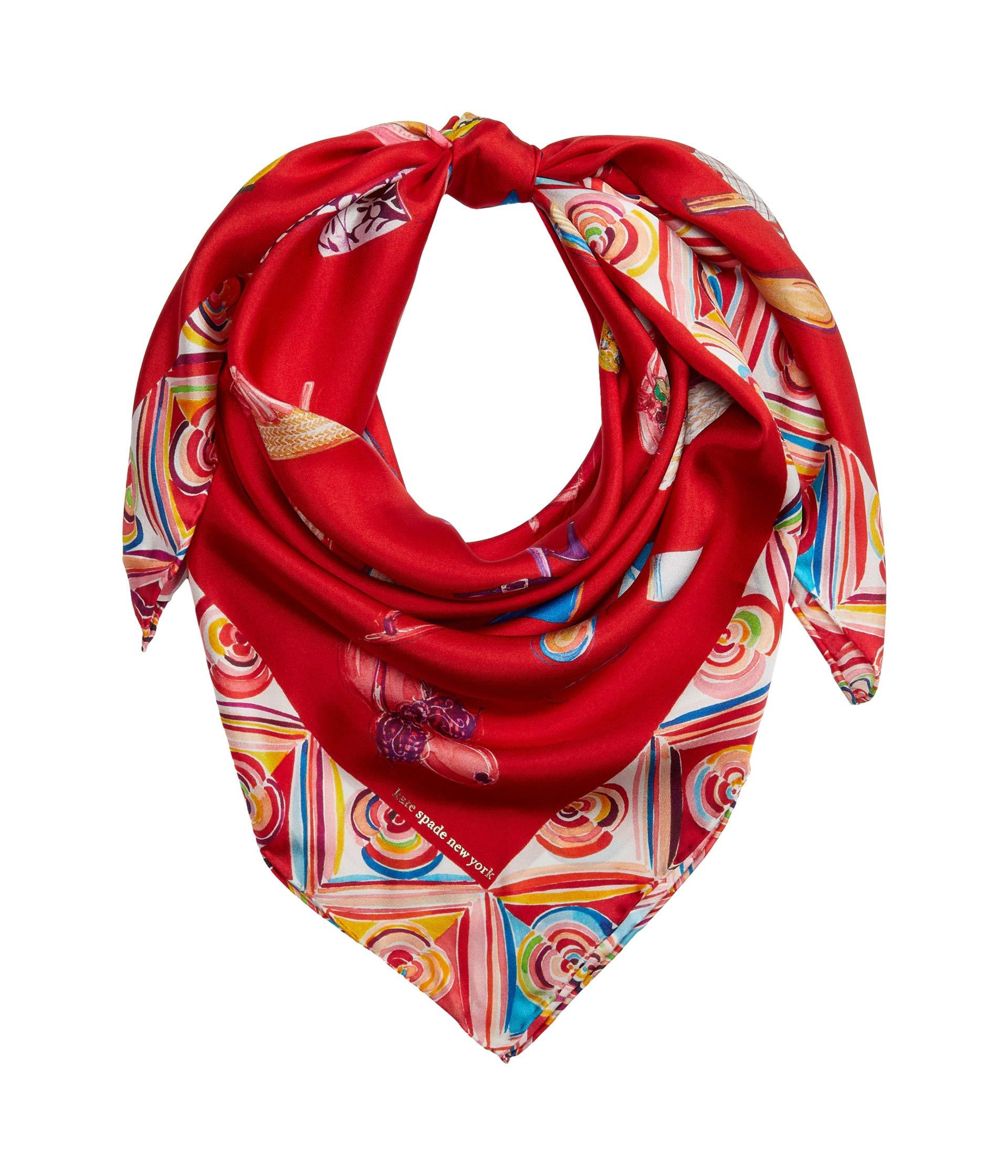 Kate Spade Silk Shoe Square Scarf in Red - Lyst