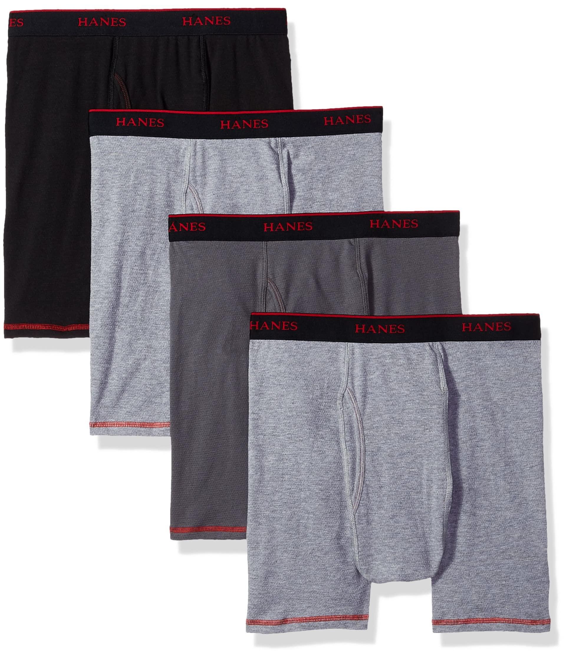 Hanes 4-pack Cool Comfort Breathable Mesh Boxer Brief Grey in Gray