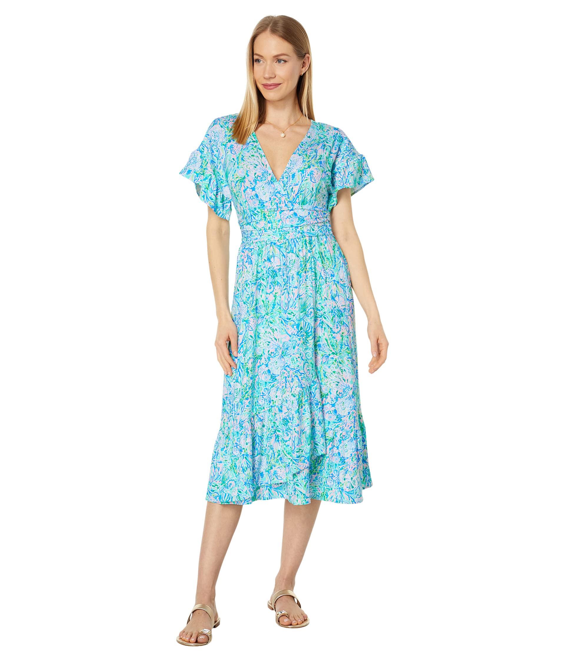 Lilly Pulitzer Juliet Ruffle Midi Dress in Blue Lyst