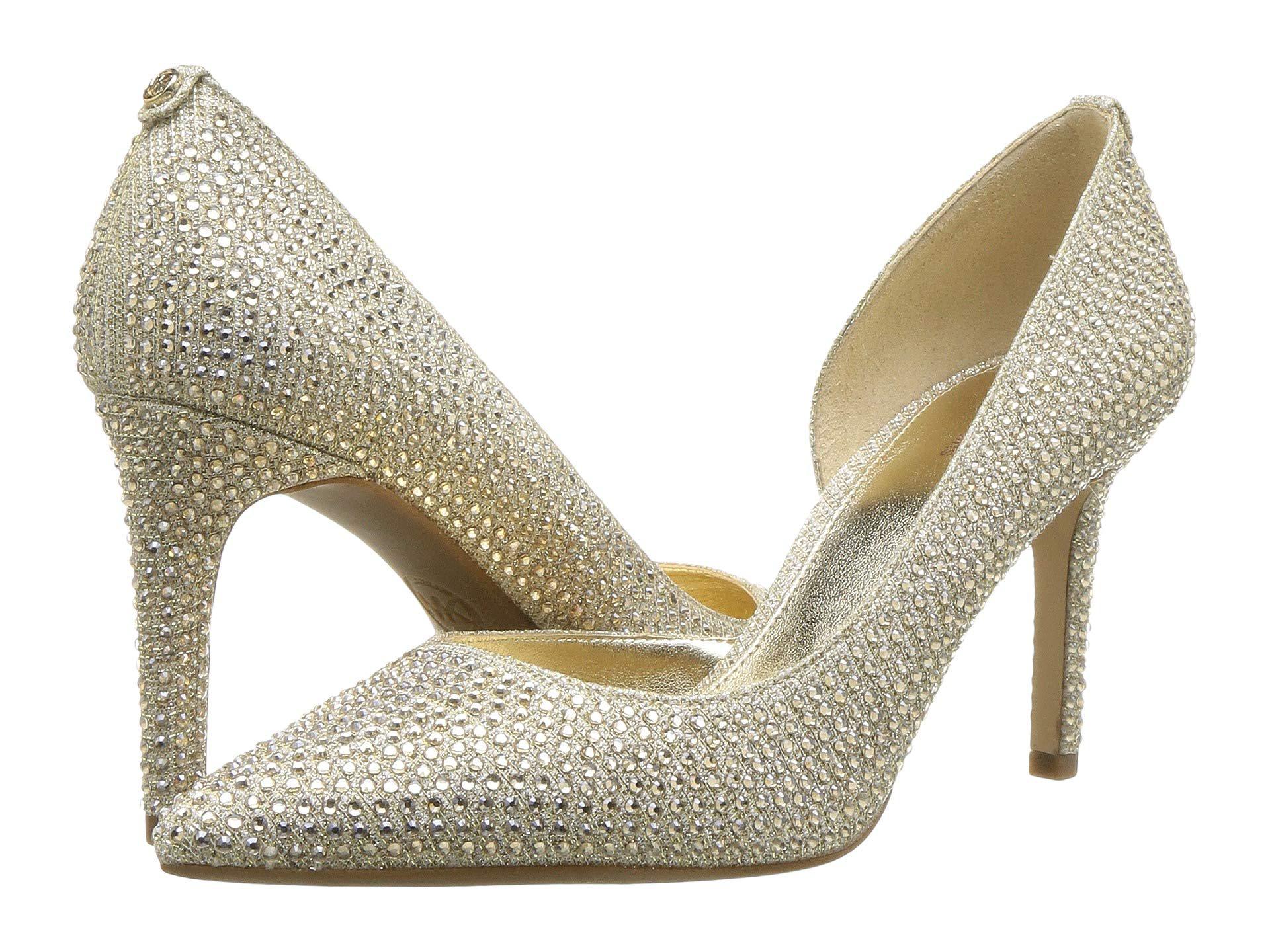 MICHAEL Michael Kors Dorothy Flex D'orsay (white/gold/champagne Glitter  Chain Mesh/hot Fix Stones) High Heels in Metallic | Lyst