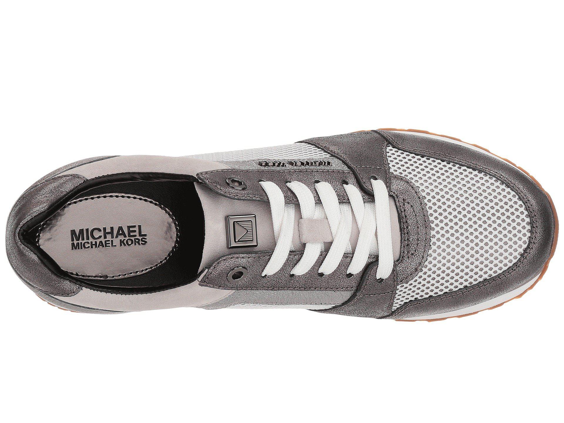 MICHAEL Michael Kors Billie Trainer (gunmetal/optic White Metallic  Nappa/net Mesh/pearlized Leather) Women's Shoes | Lyst
