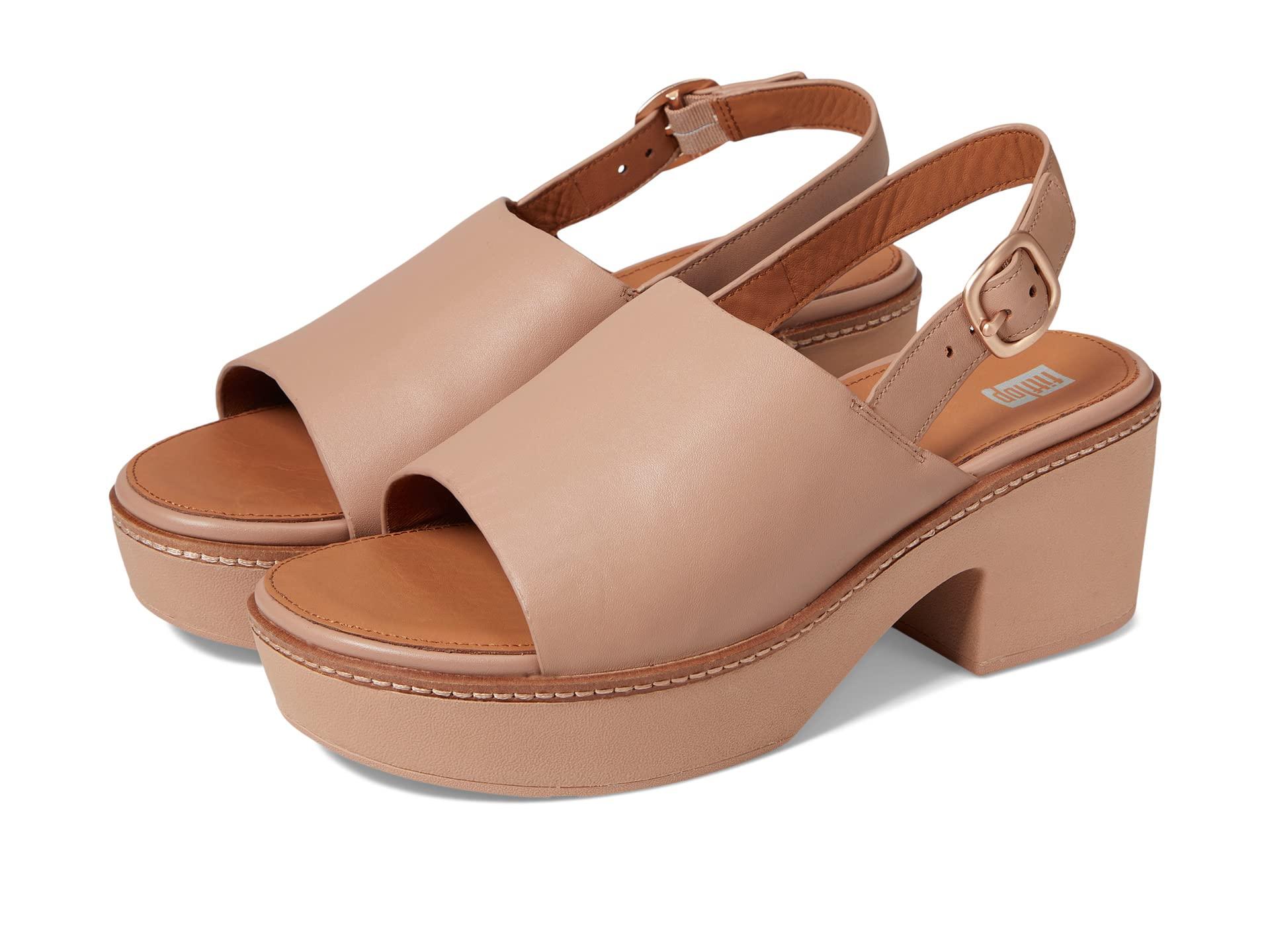 Fitflop Pilar Leather Back Strap Platform Mule Sandals In Brown Lyst