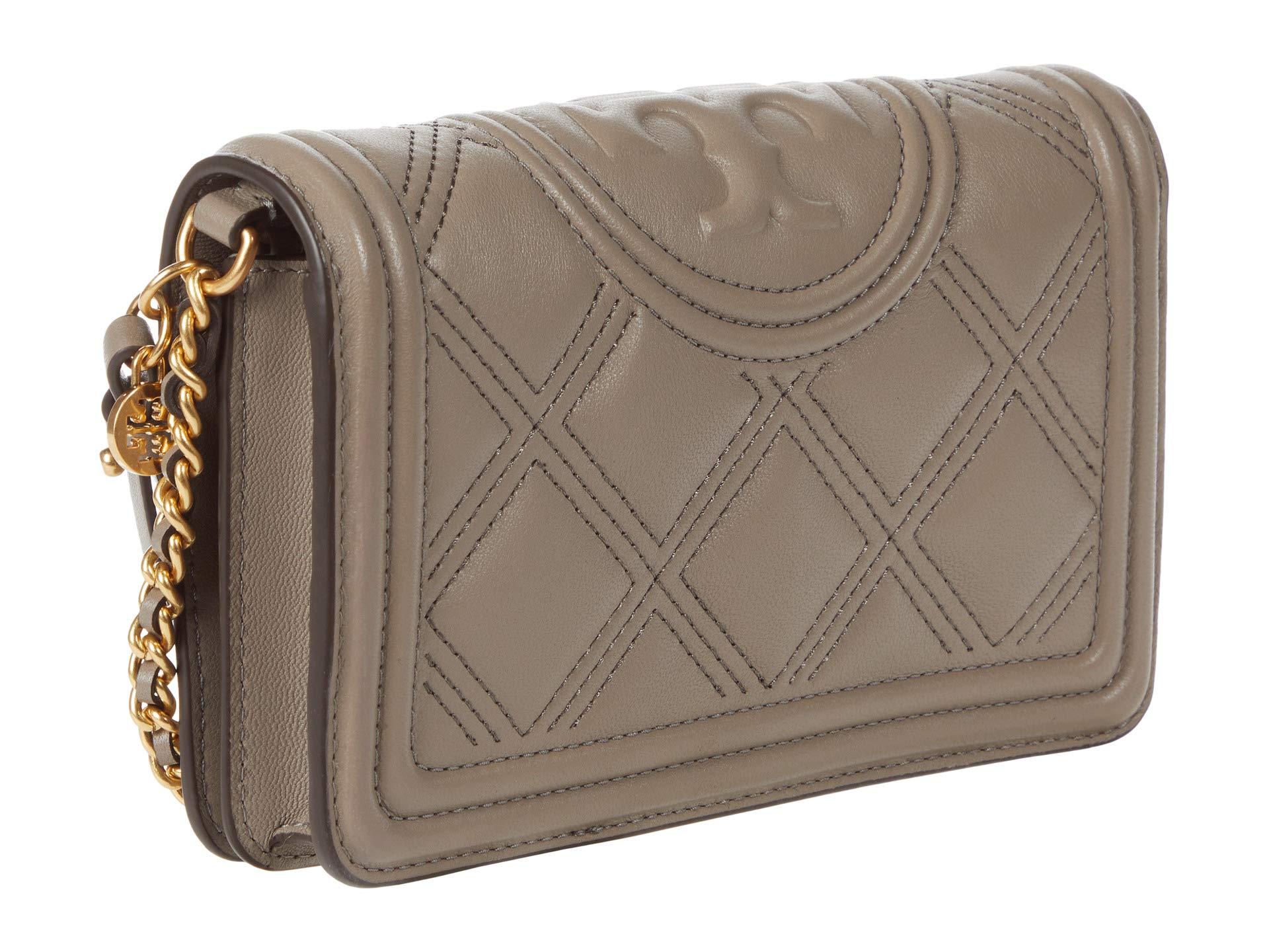 Tory Burch Fleming Soft Wallet Crossbody Handbags in Gray | Lyst