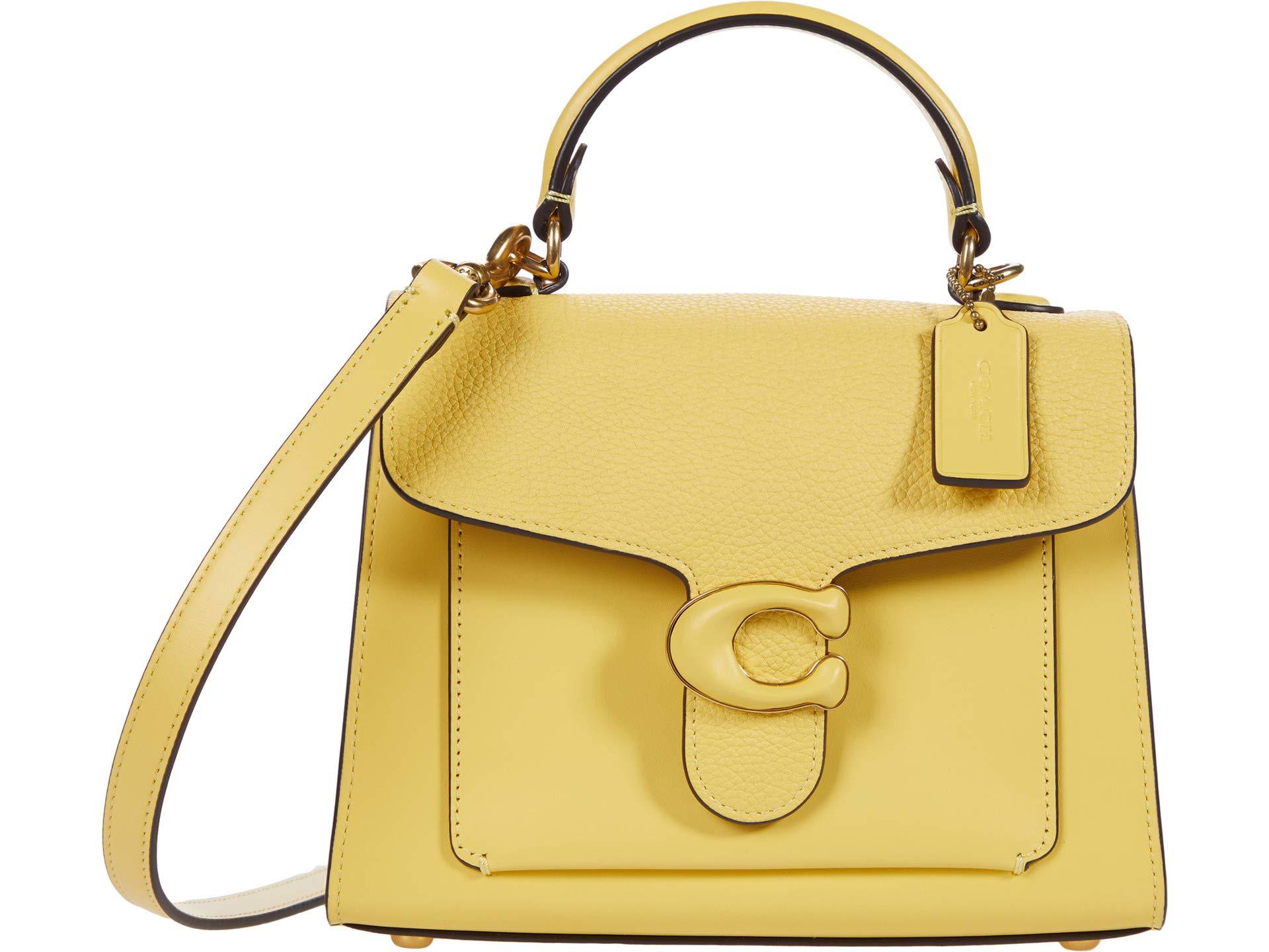 Coach Beige/Mustard Leather Top Zip Tote Coach