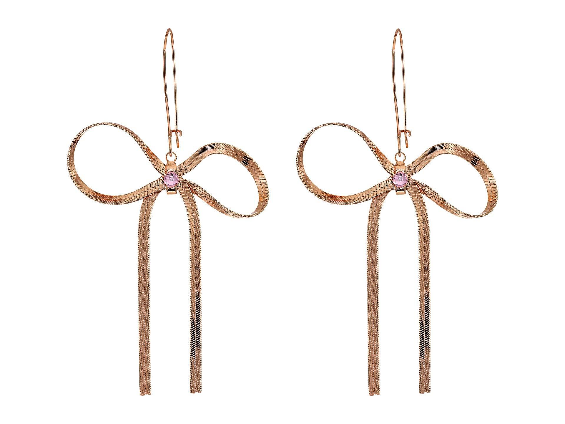 Betsey Johnson Bow Earrings (rose Gold) Earring in Metallic Lyst