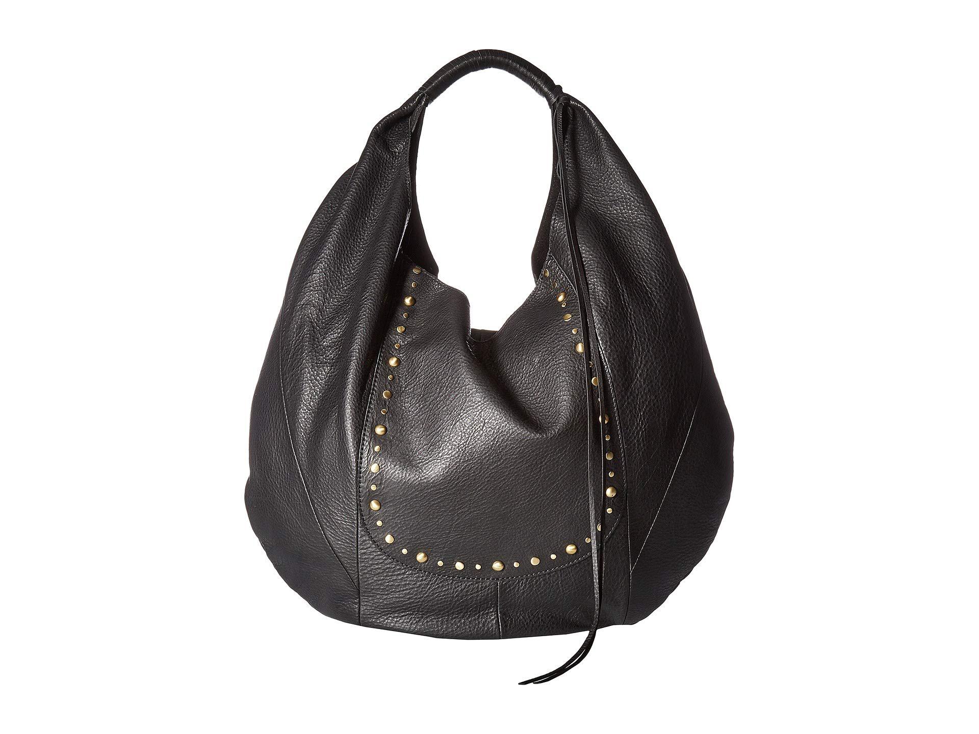 HOBO International Horizon Black Glazed Leather Shoulder Bag Purse