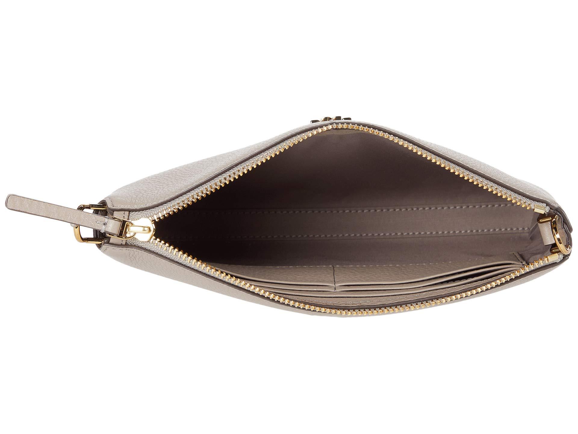 Tory Burch Leather Kira Pebbled Wallet Crossbody in Gray Lyst